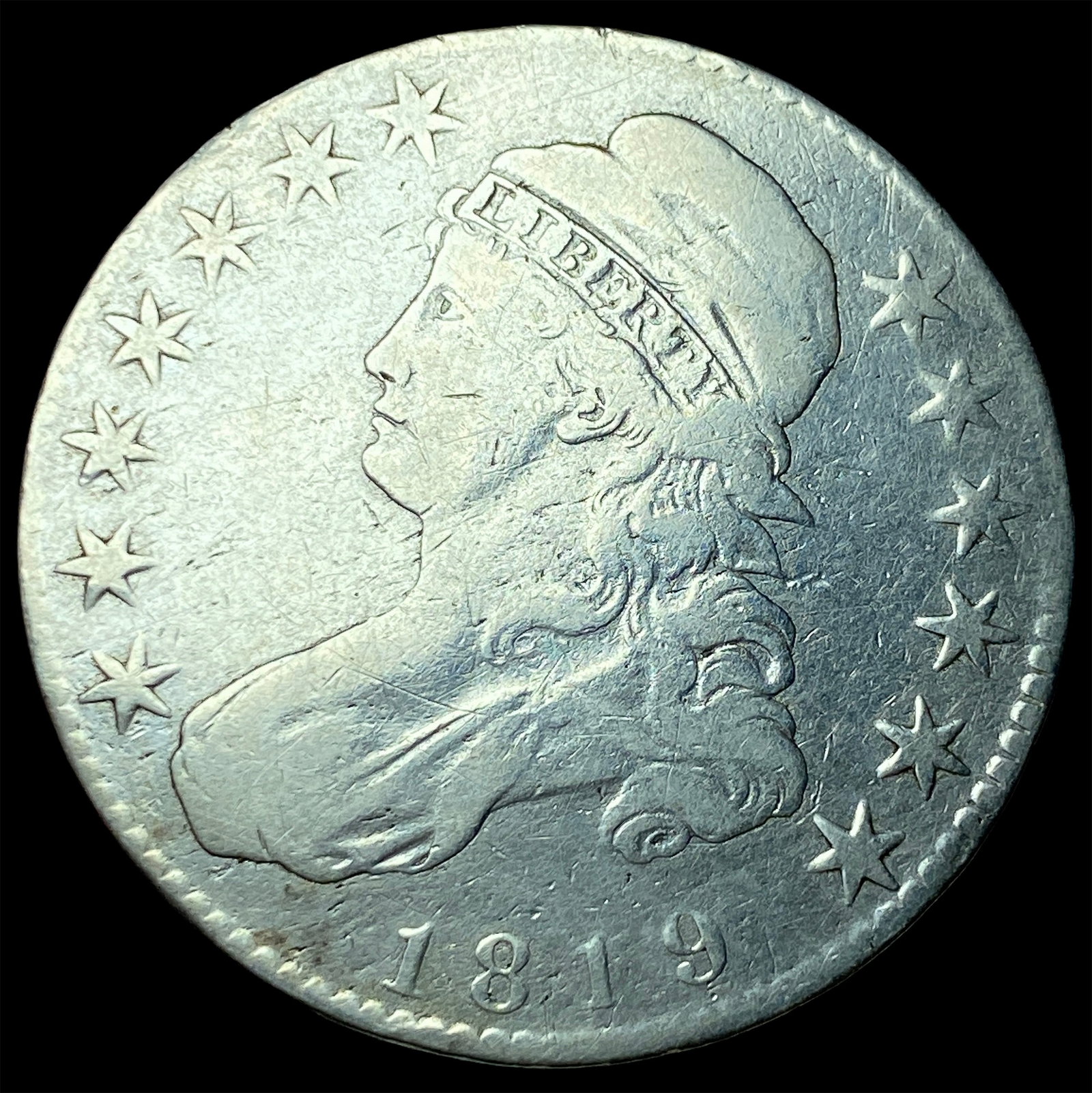1819 Capped Bust Half Dollar NICELY CIRCULATED: 1819 Capped Bust Half Dollar NICELY CIRCULATED