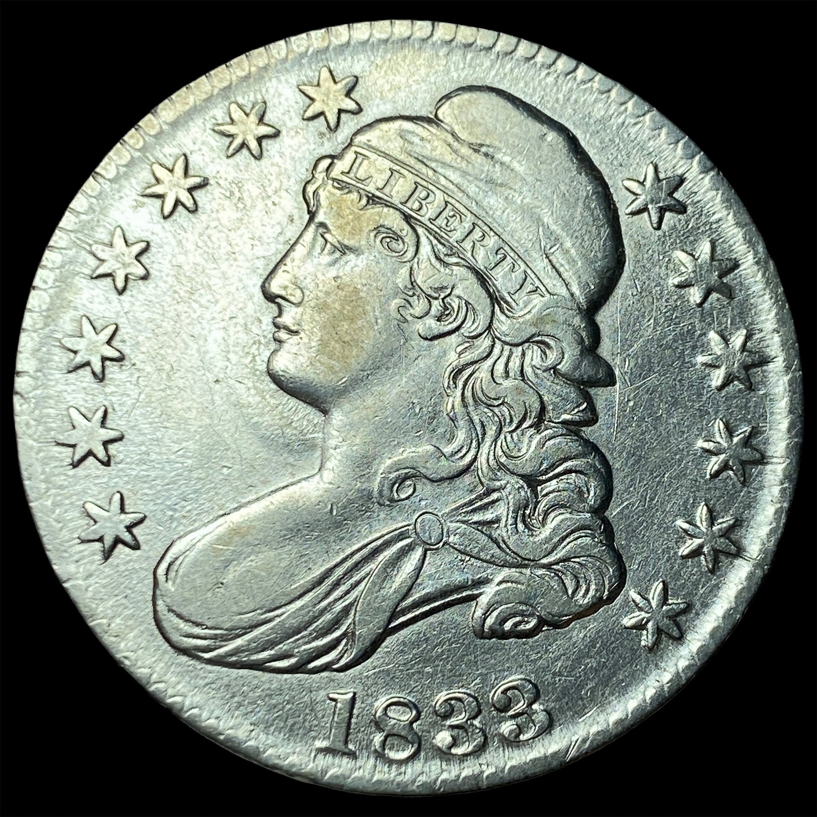1833 Capped Bust Half Dollar CLOSELY UNCIRCULATED: 1833 Capped Bust Half Dollar CLOSELY UNCIRCULATED