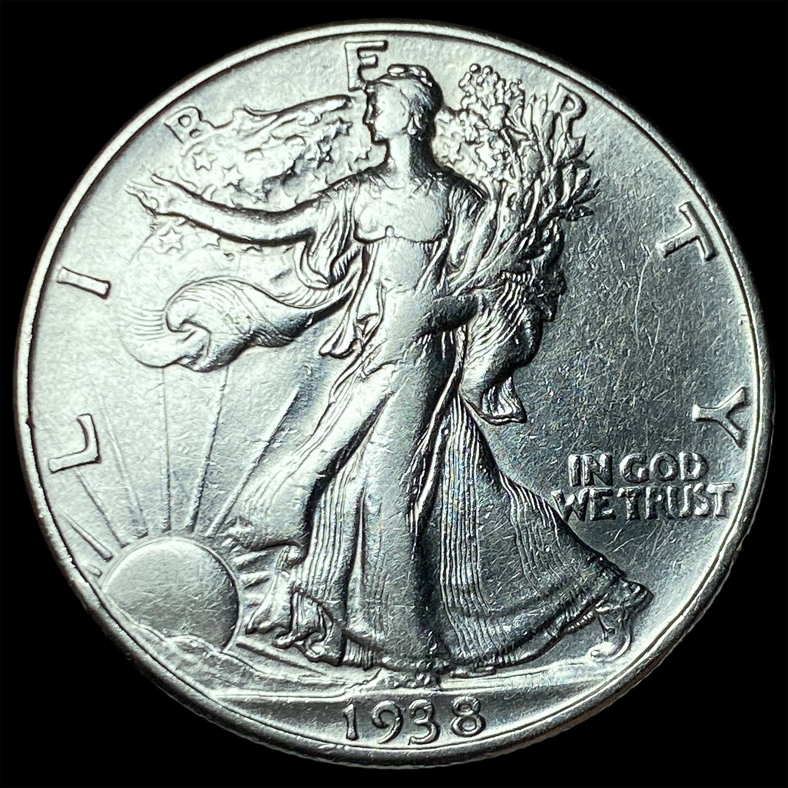 1938-D Silver Walking Liberty Half Dollar CHOICE AU: 1938-D Silver Walking Liberty Half Dollar CHOICE AU