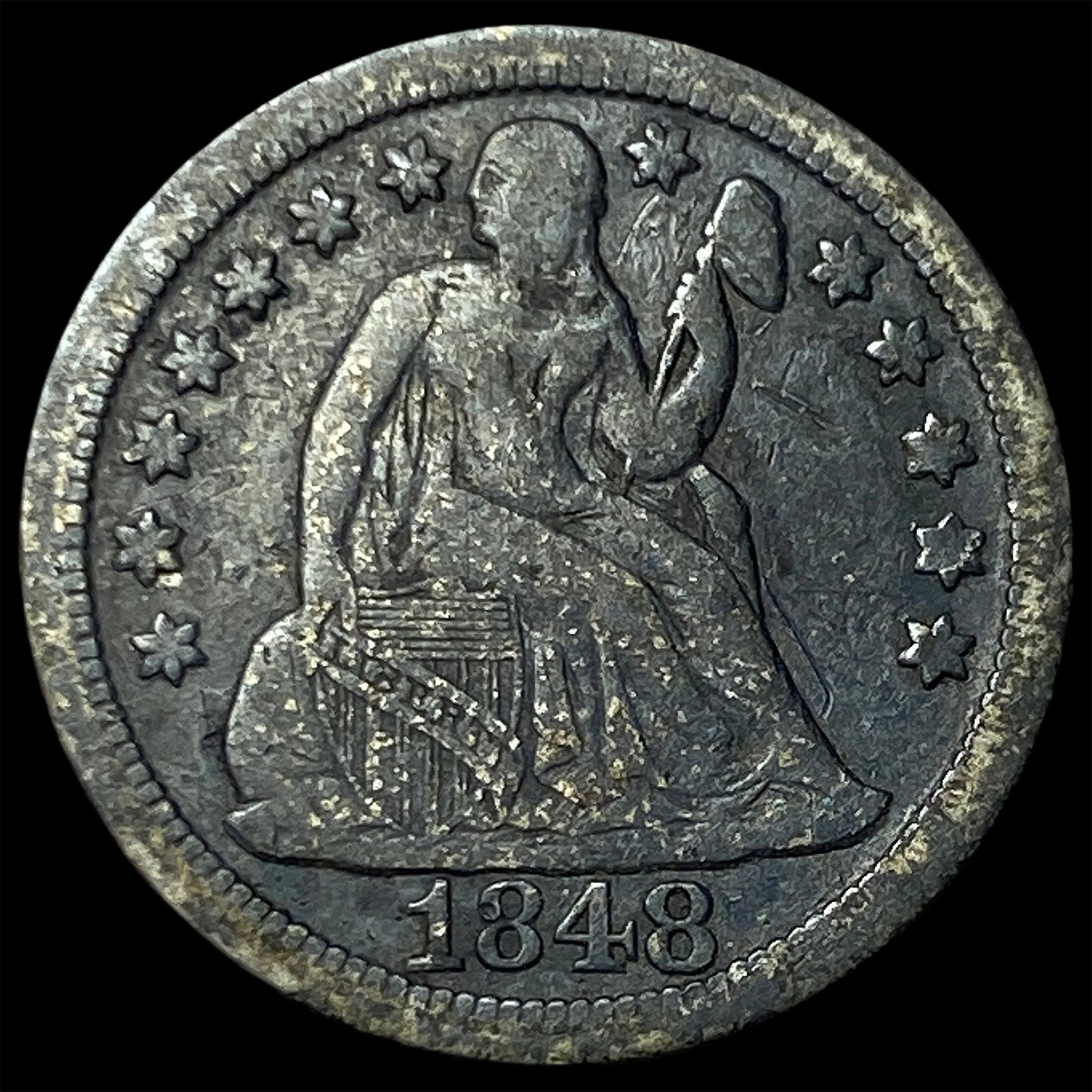 1848 Seated Liberty Dime LIGHTLY CIRCULATED: 1848 Seated Liberty Dime LIGHTLY CIRCULATED