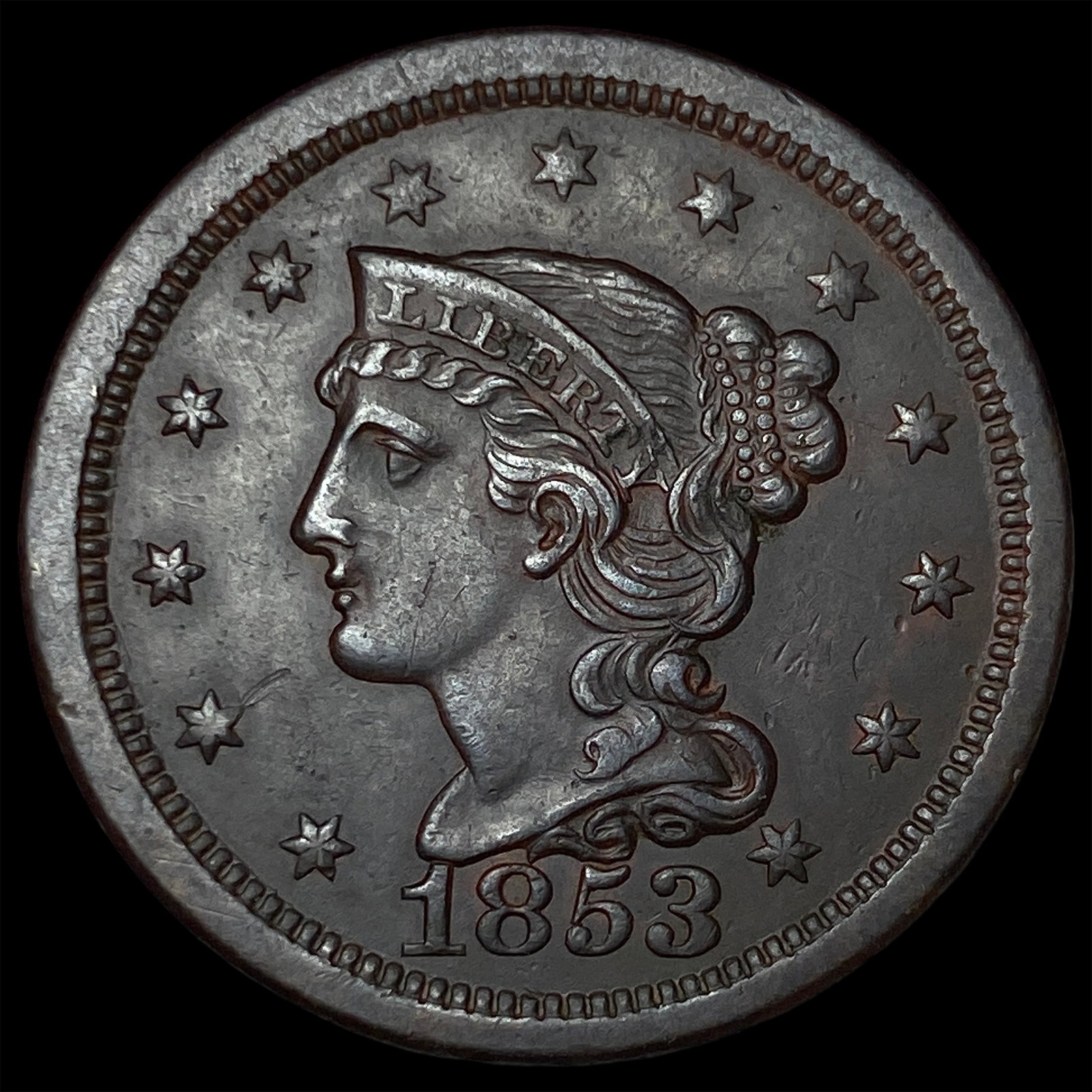1853 Braided Hair Large Cent UNCIRCULATED (1 of 2)