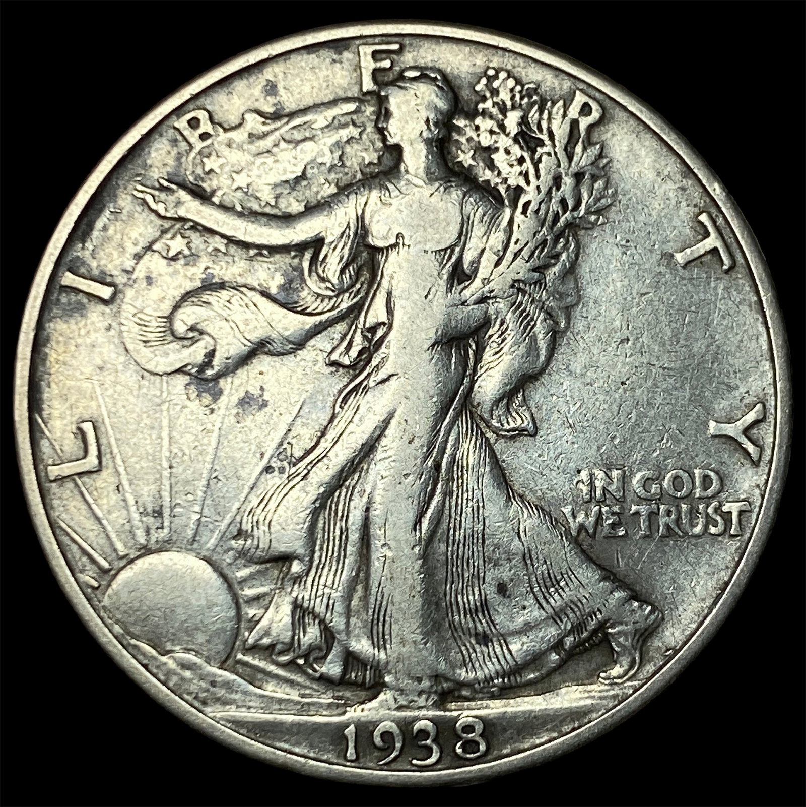1938-D Silver Walking Liberty Half Dollar LIGHTLY CIRCULATED (1 of 2)