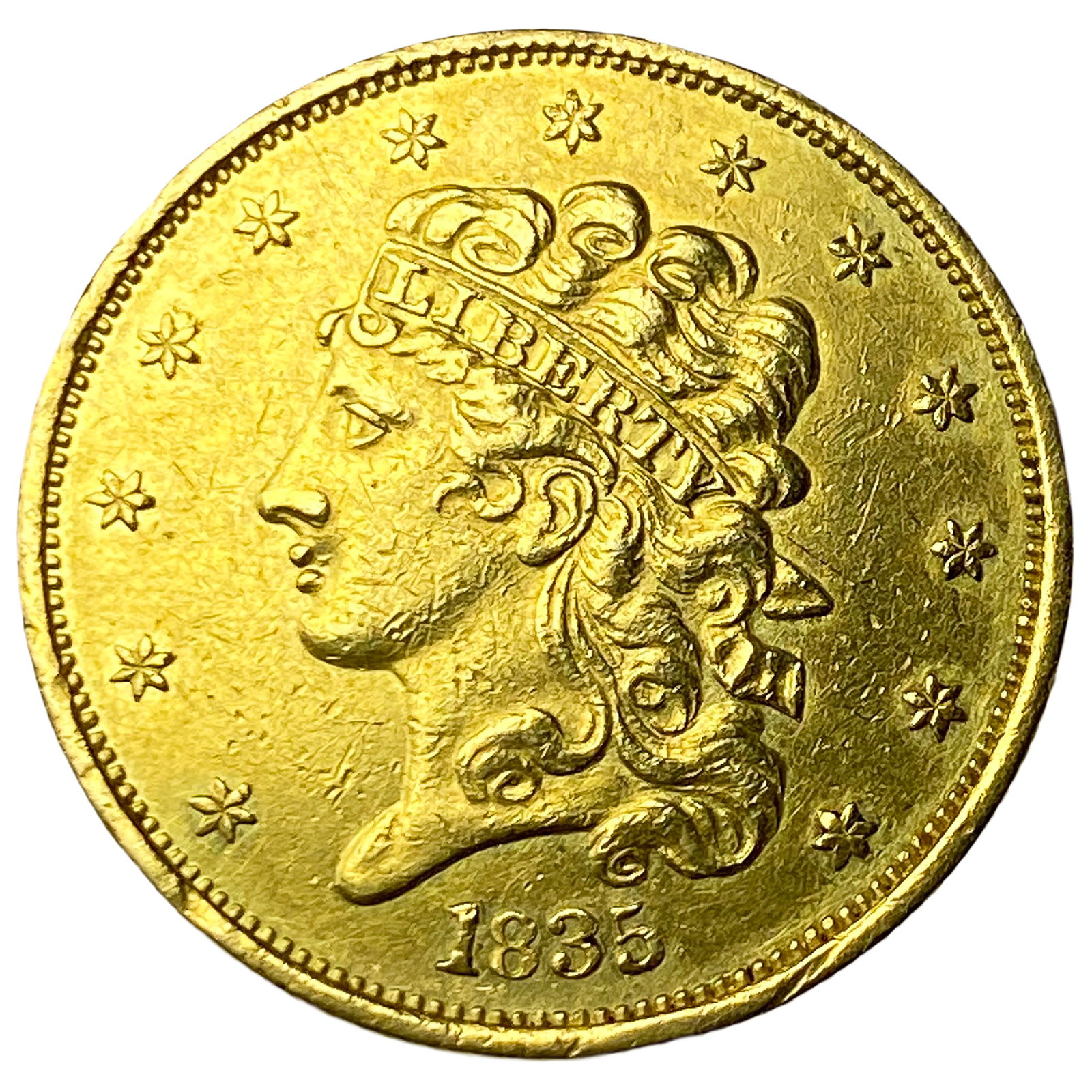 1835 Classic Head Gold $5: 1835 Classic Head Gold $5