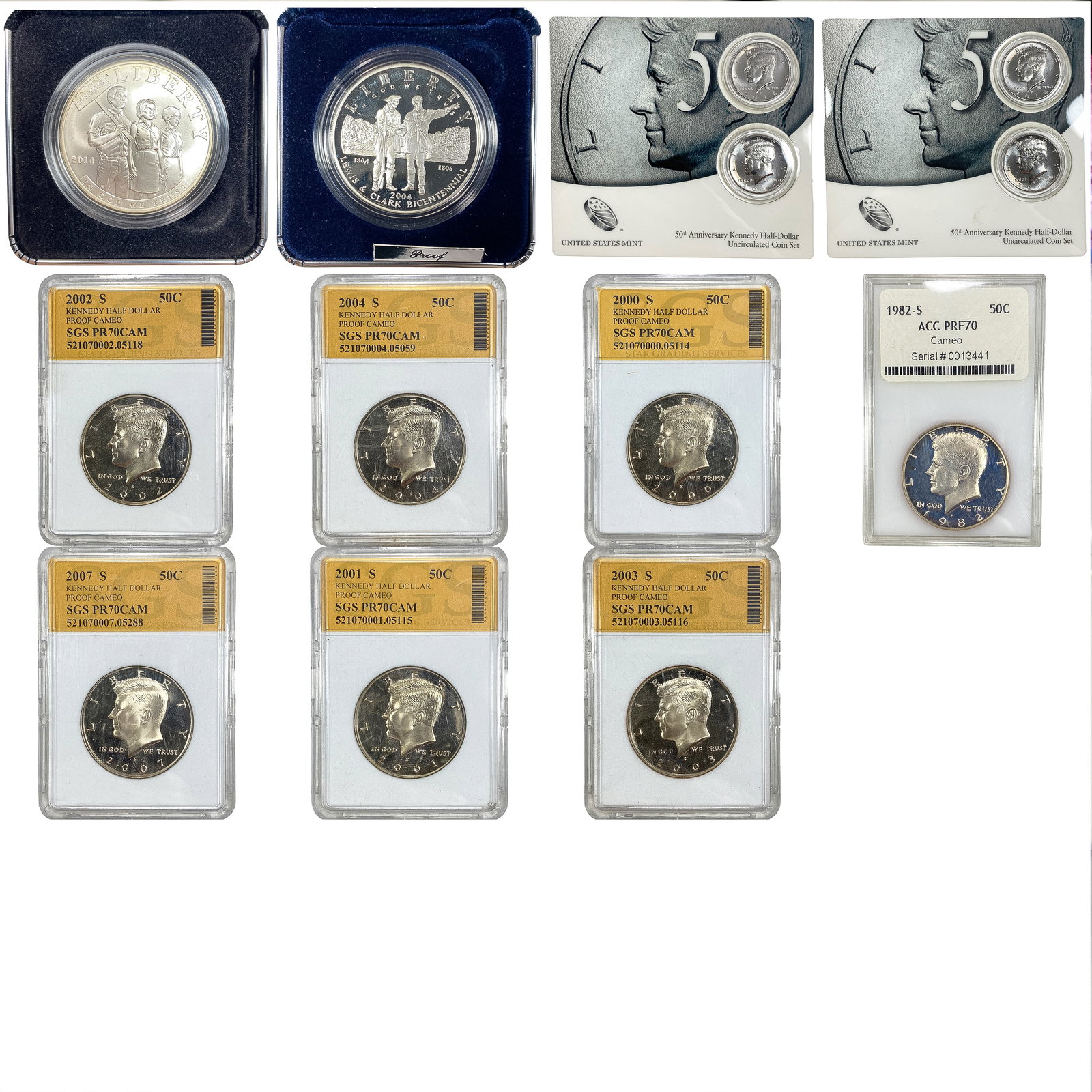 [13 Coins] Silver Comm. $1, Silver 50C, Proof Kennedys (1 of 2)