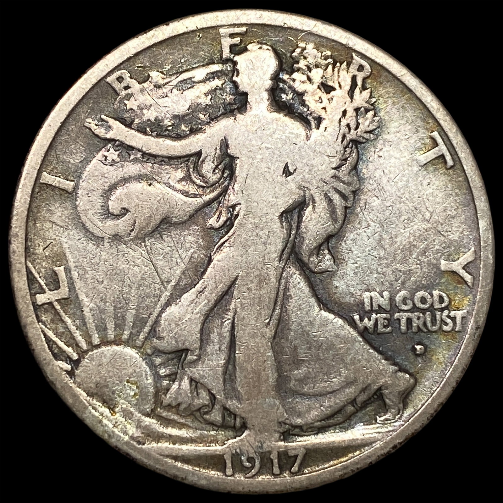 1917-D Silver Walking Liberty Half Dollar LIGHTLY CIRCULATED: 1917-D Silver Walking Liberty Half Dollar LIGHTLY CIRCULATED