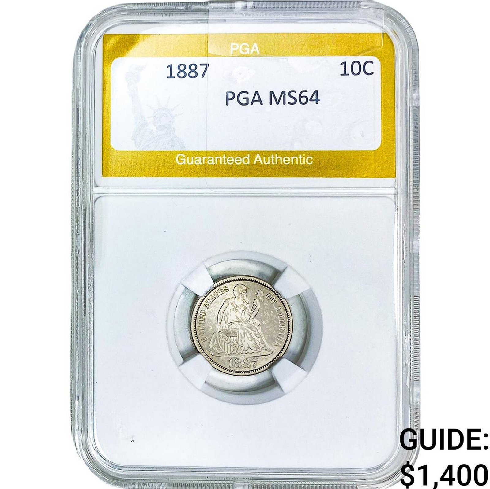 1887 Mercury Silver Dime PGA MS64: 1887 Mercury Silver Dime PGA MS64