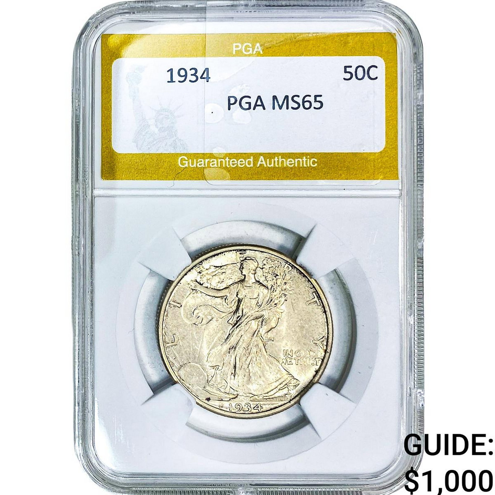 1934 Walking Liberty Half Dollar PGA MS65: 1934 Walking Liberty Half Dollar PGA MS65