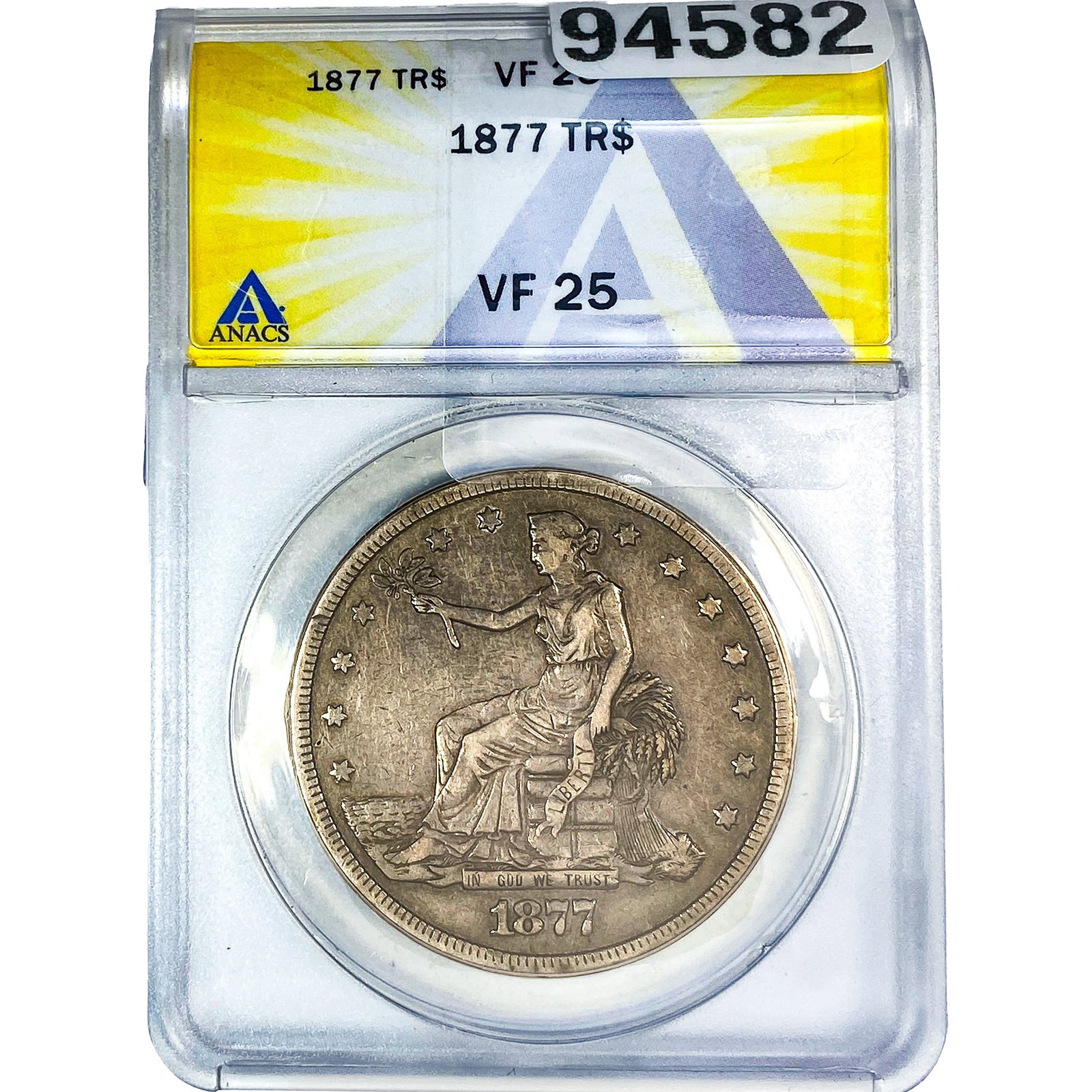 1877 Silver Trade Dollar ANACS VF25: 1877 Silver Trade Dollar ANACS VF25