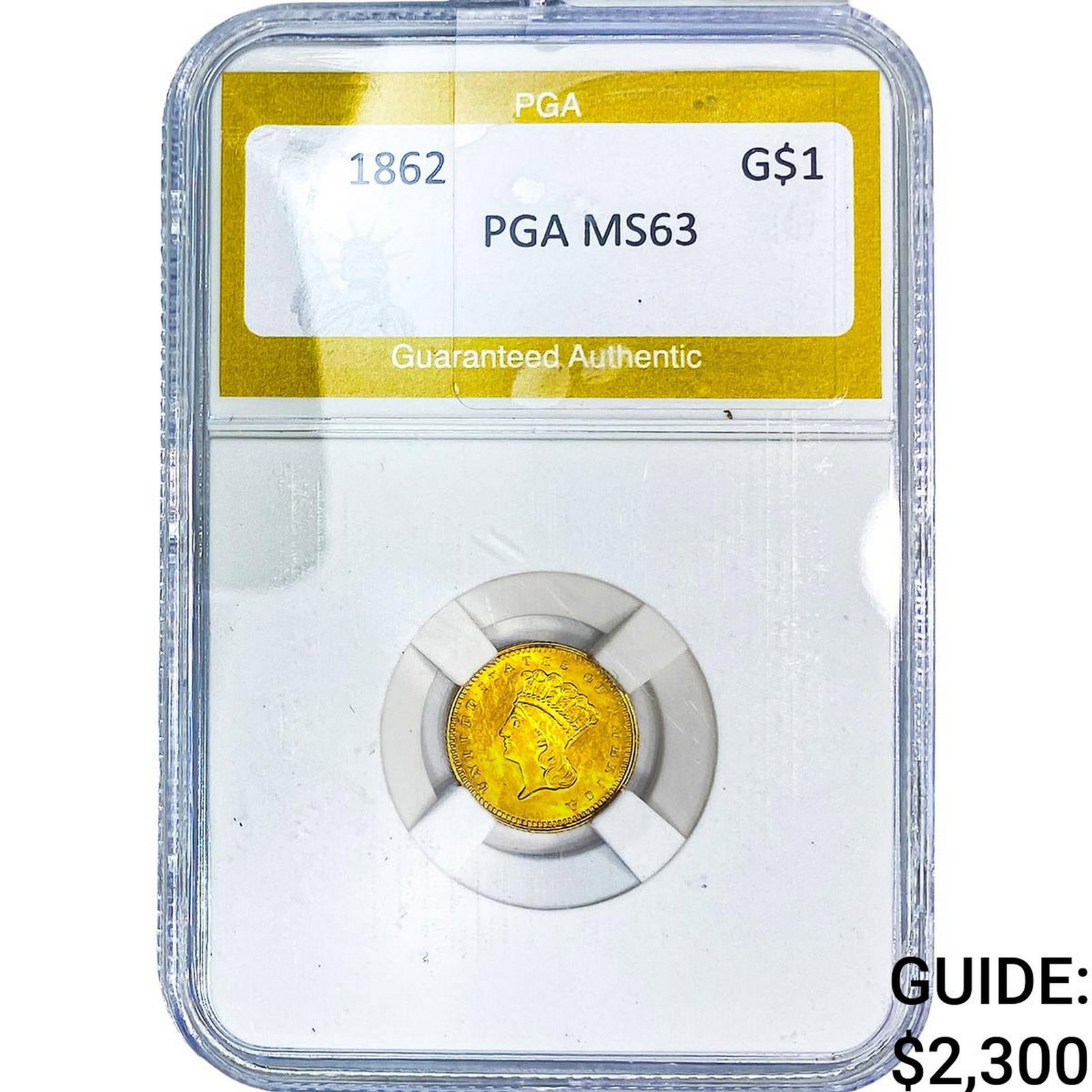 1862 Type 3 Dollar PGA MS63: 1862 Type 3 Dollar PGA MS63