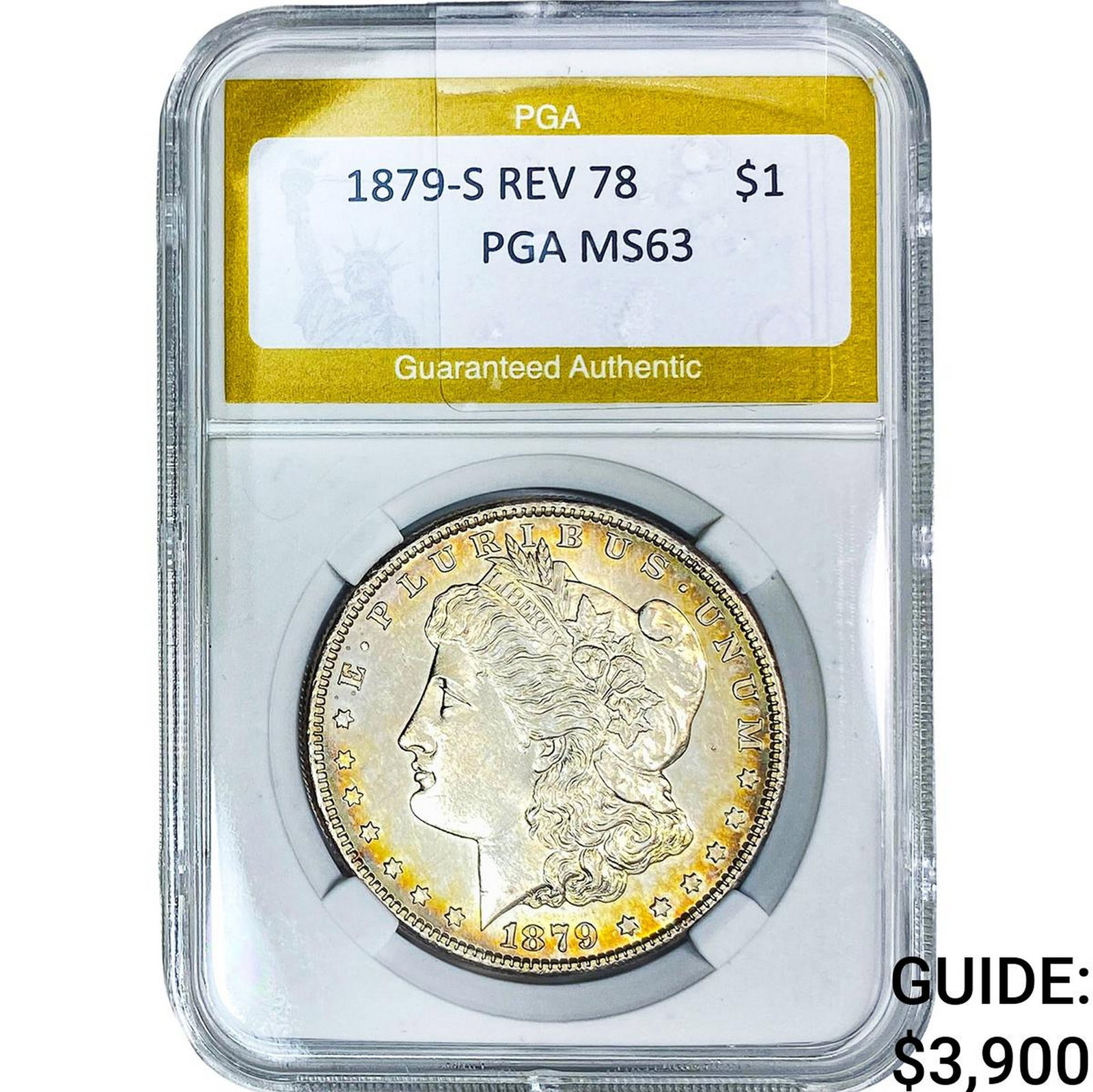 1879-S Rev 78 Morgan Silver Dollar PGA MS63: 1879-S Rev 78 Morgan Silver Dollar PGA MS63