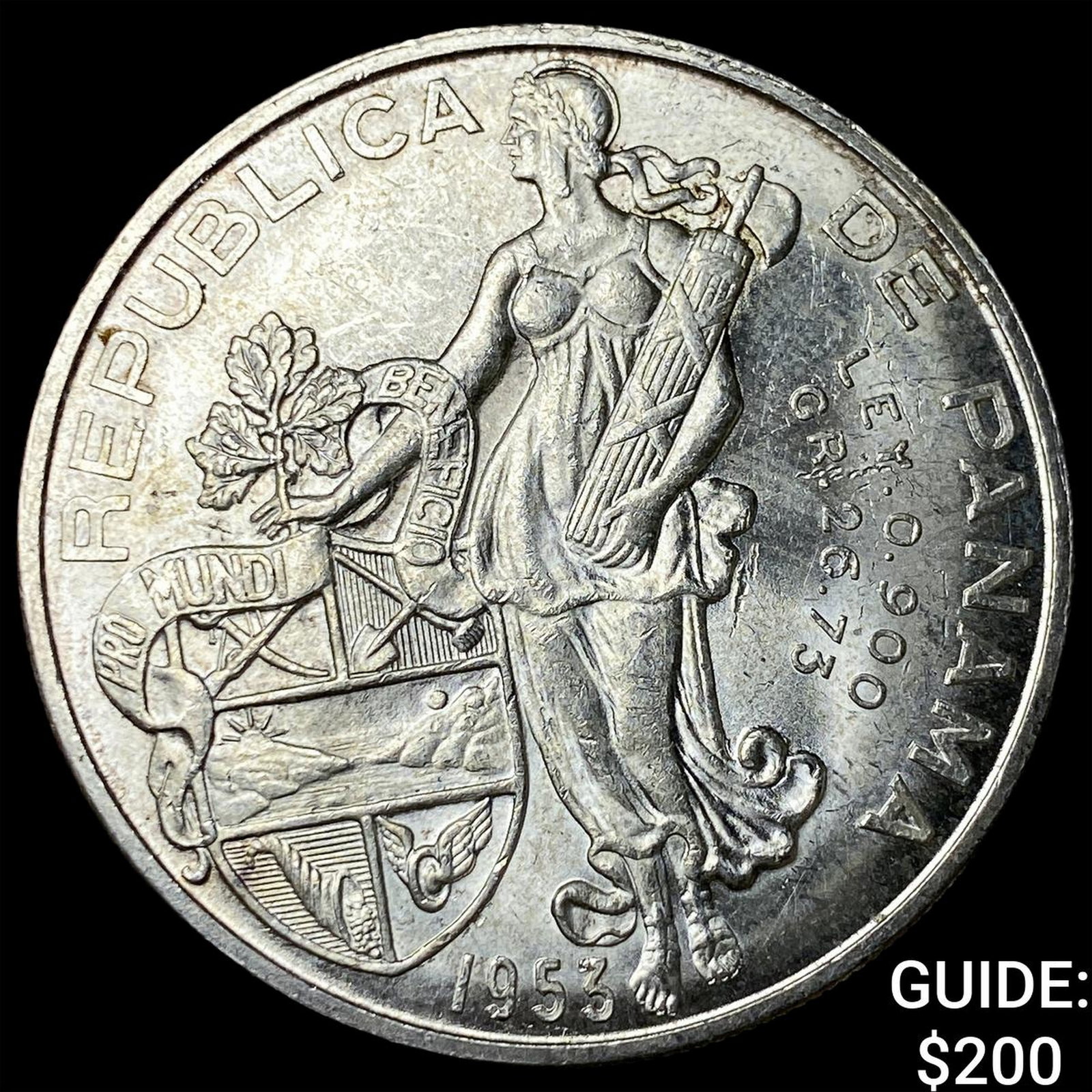 1953 Panama SIlver 1 Balboa .773oz ASW: 1953 Panama SIlver 1 Balboa .773oz ASW