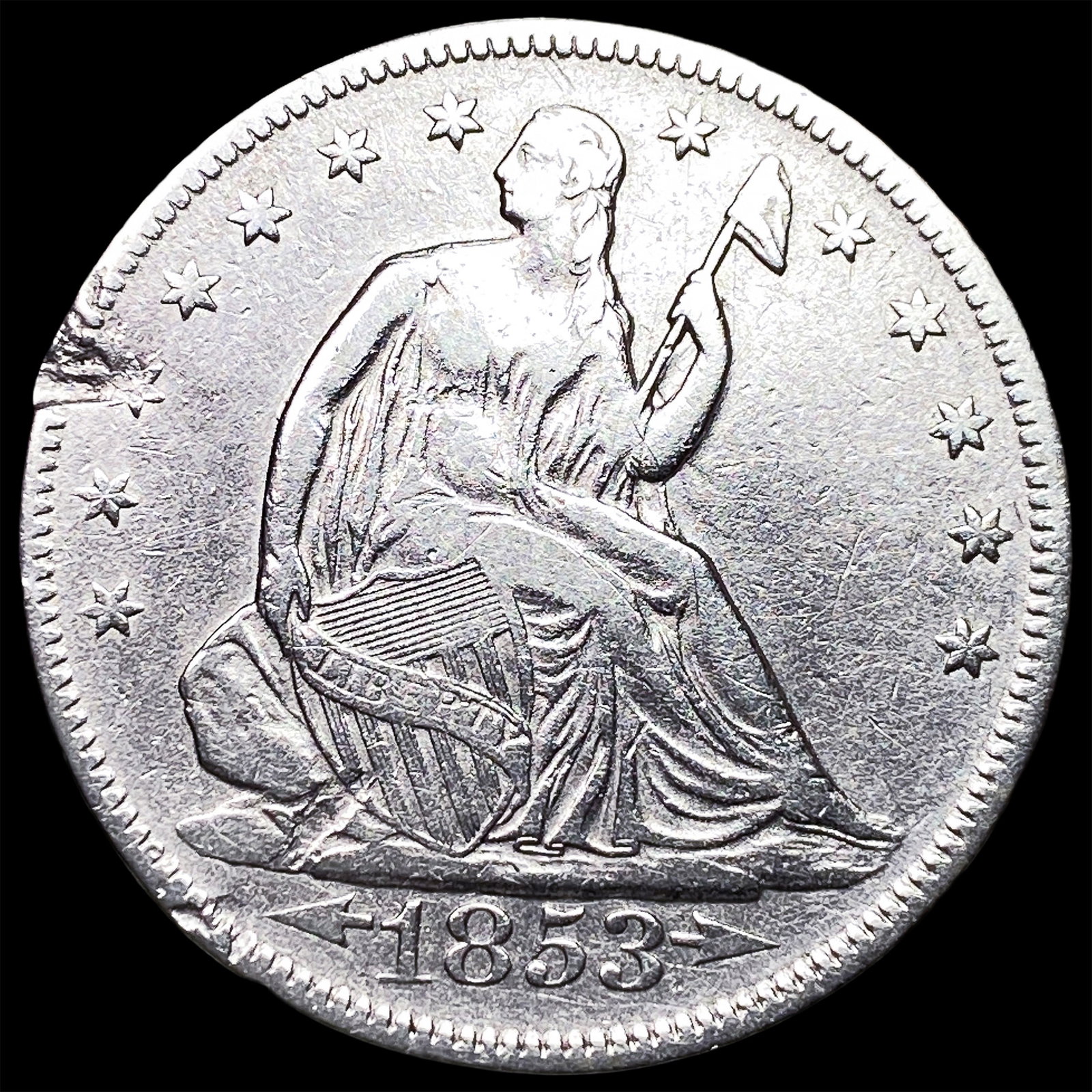 1853 Arrows/Rays Seated Liberty Half Dollar HIGH GRADE: 1853 Arrows/Rays Seated Liberty Half Dollar HIGH GRADE