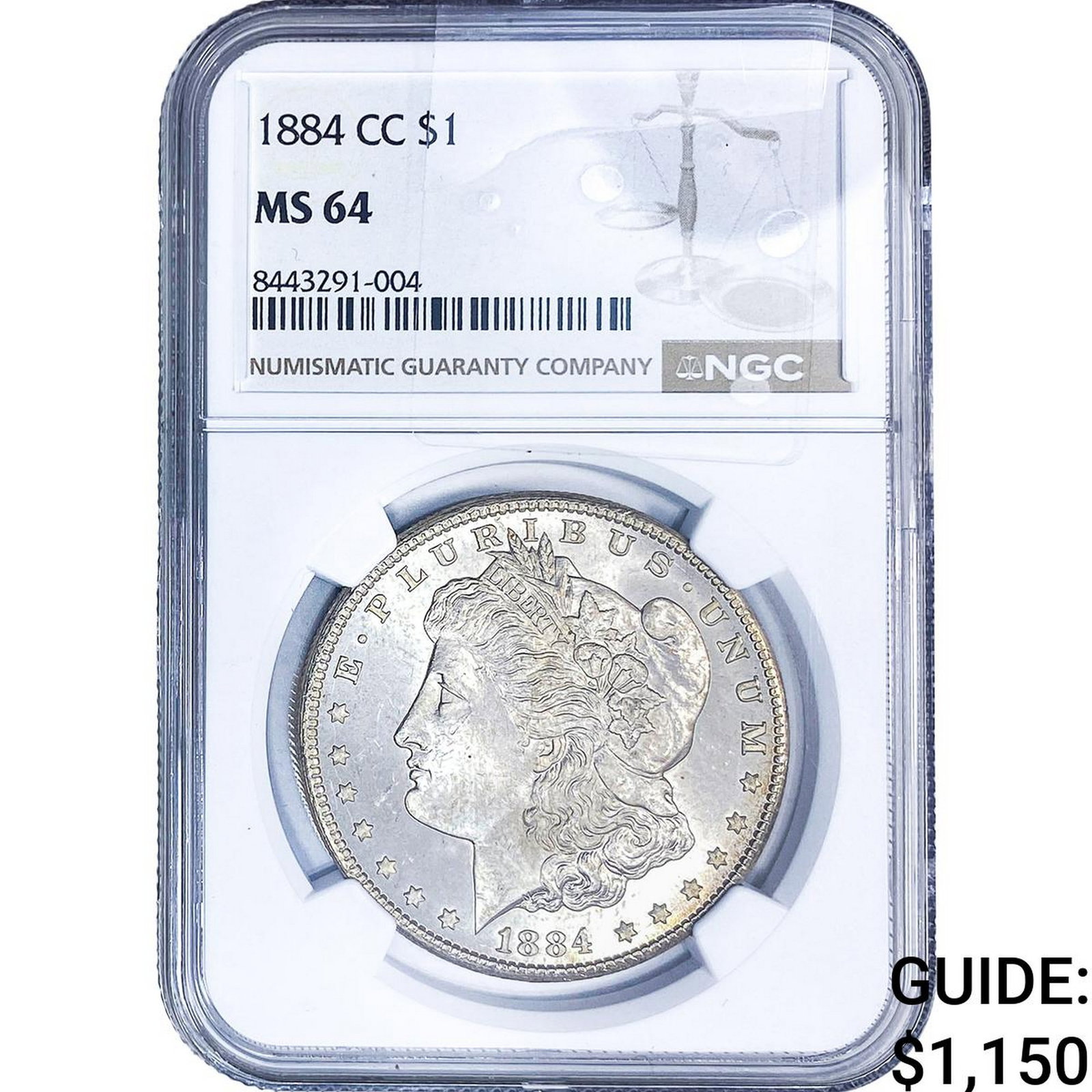 1884-CC Morgan Silver Dollar NGC MS64: 1884-CC Morgan Silver Dollar NGC MS64