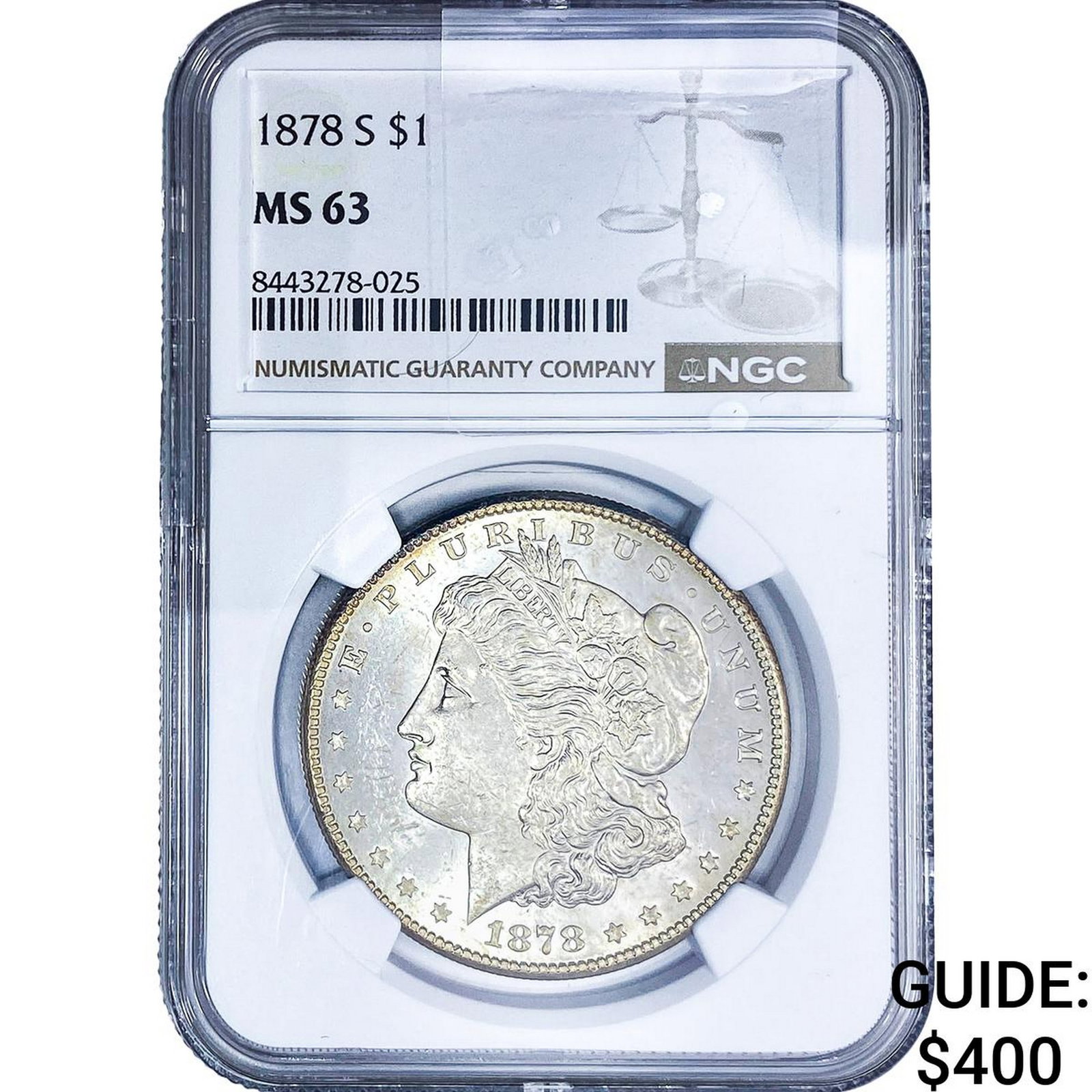1878-S Morgan Silver Dollar NGC MS63: 1878-S Morgan Silver Dollar NGC MS63