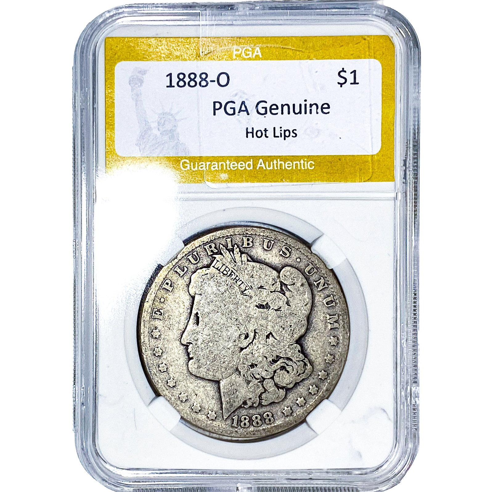 1888-O Morgan Silver Dollar PGA G Hot Lips: 1888-O Morgan Silver Dollar PGA G Hot Lips