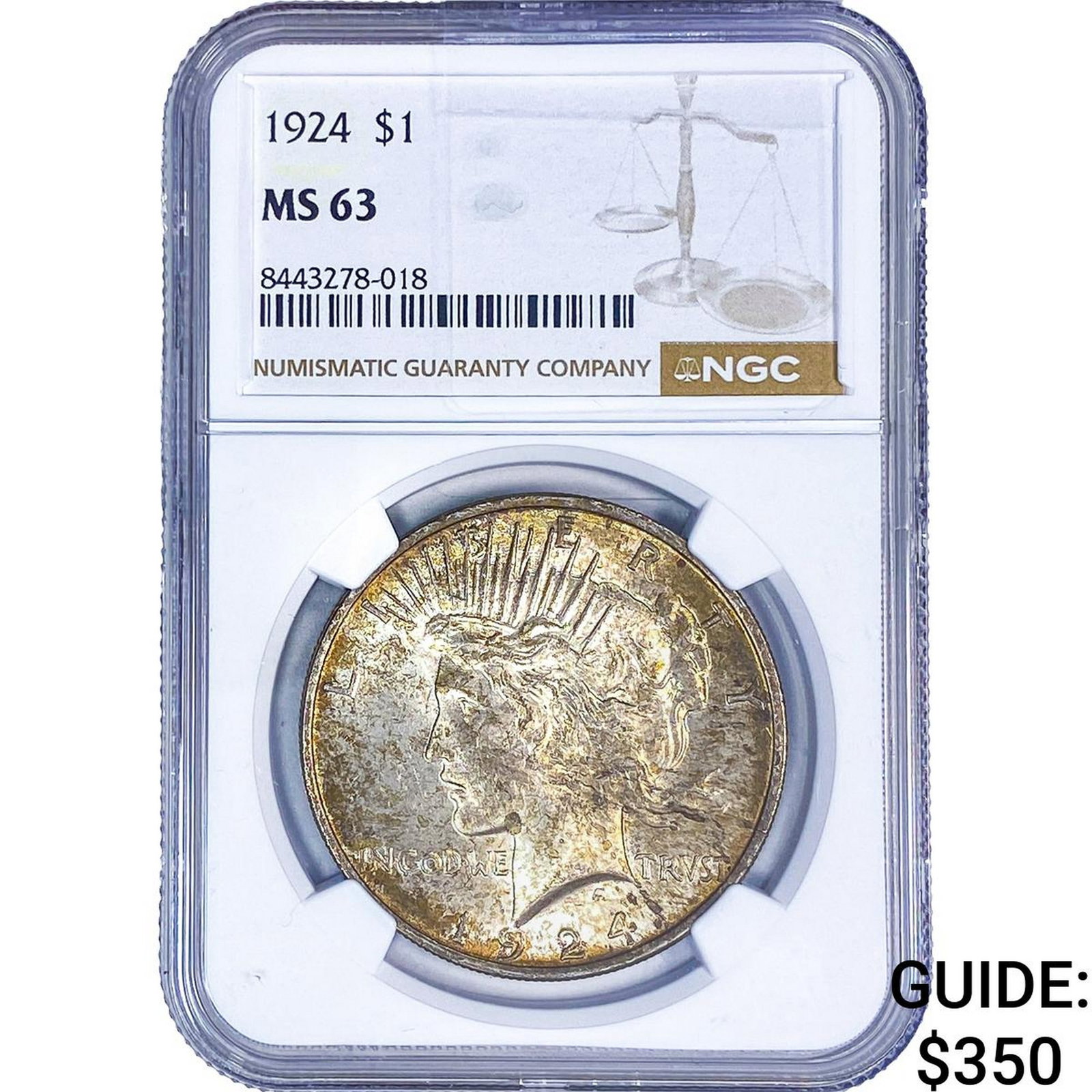 1924 Silver Peace Dollar NGC MS63: 1924 Silver Peace Dollar NGC MS63