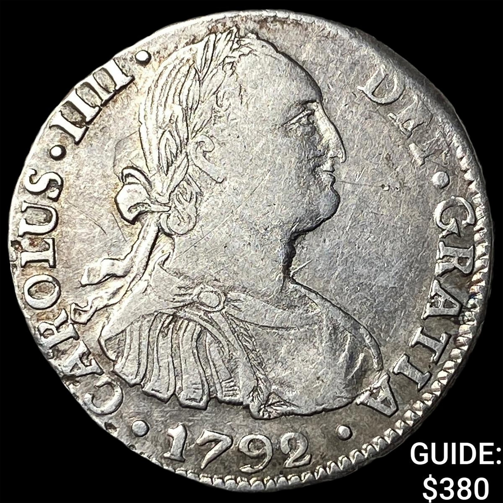 1792-PR Bolivia Charles IV 2 Reals Large Head (1 of 2)