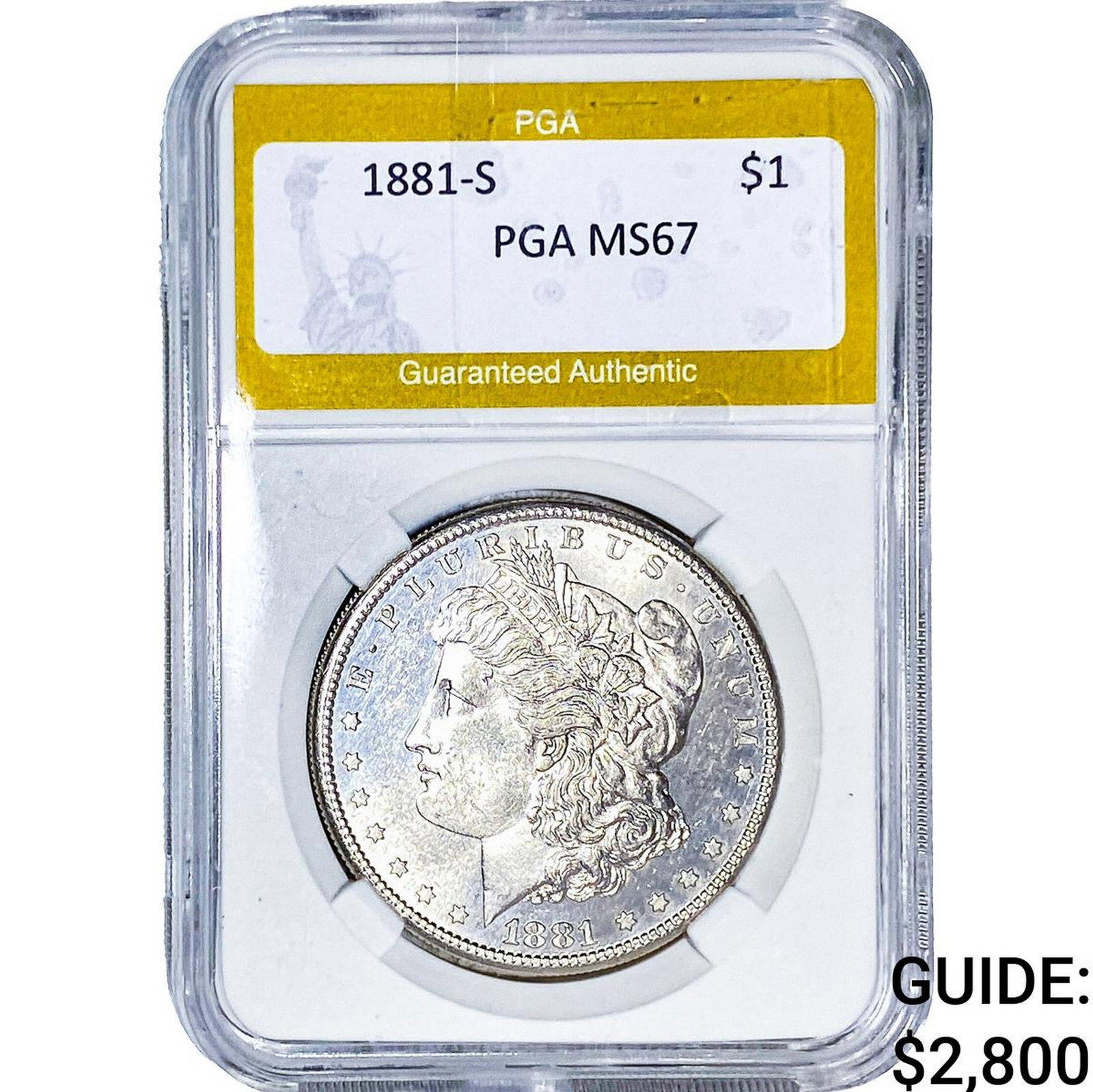 1881-S Morgan Silver Dollar PGA MS67: 1881-S Morgan Silver Dollar PGA MS67