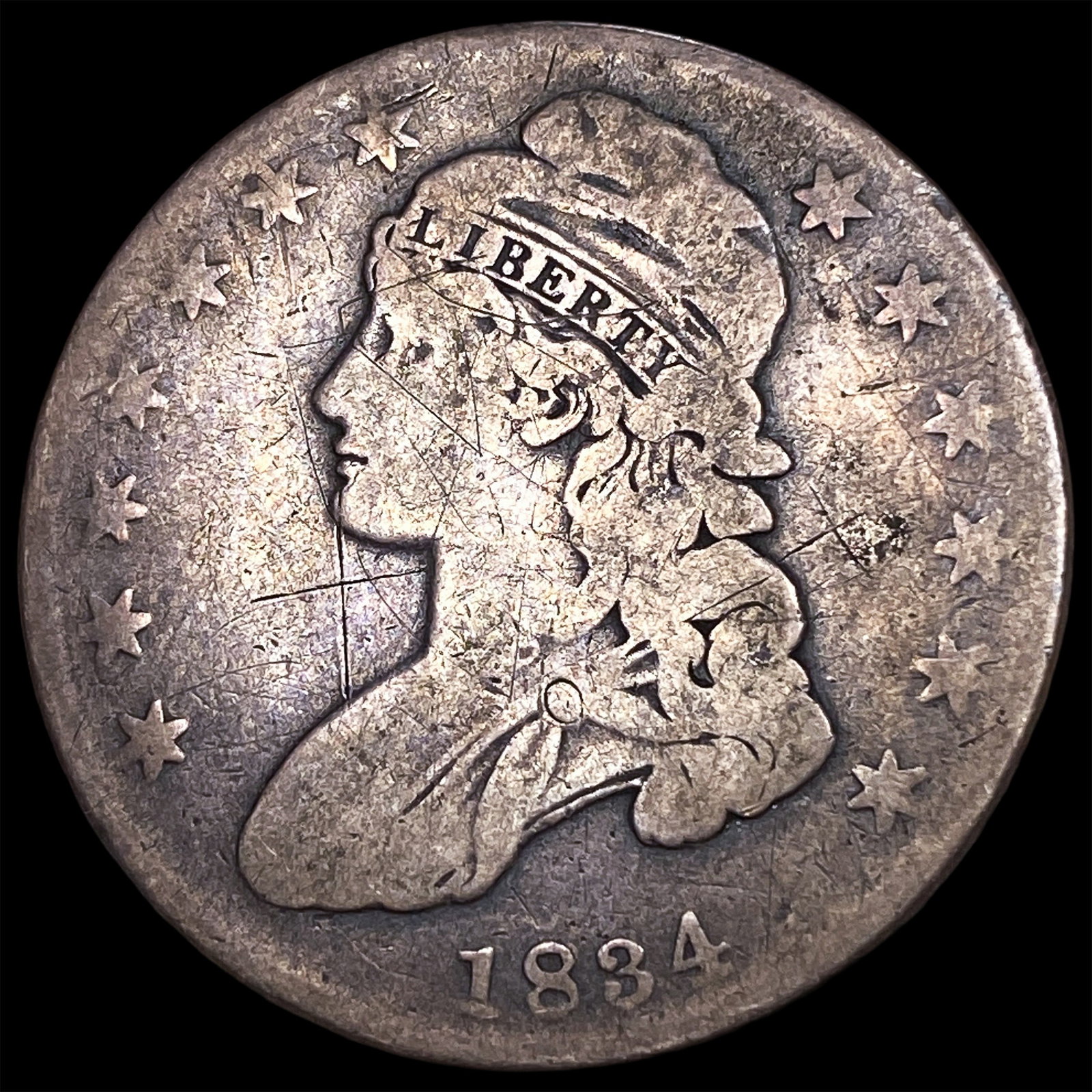 1834 Silver Capped Bust Half Dollar NICELY CIRCULATED: 1834 Silver Capped Bust Half Dollar NICELY CIRCULATED