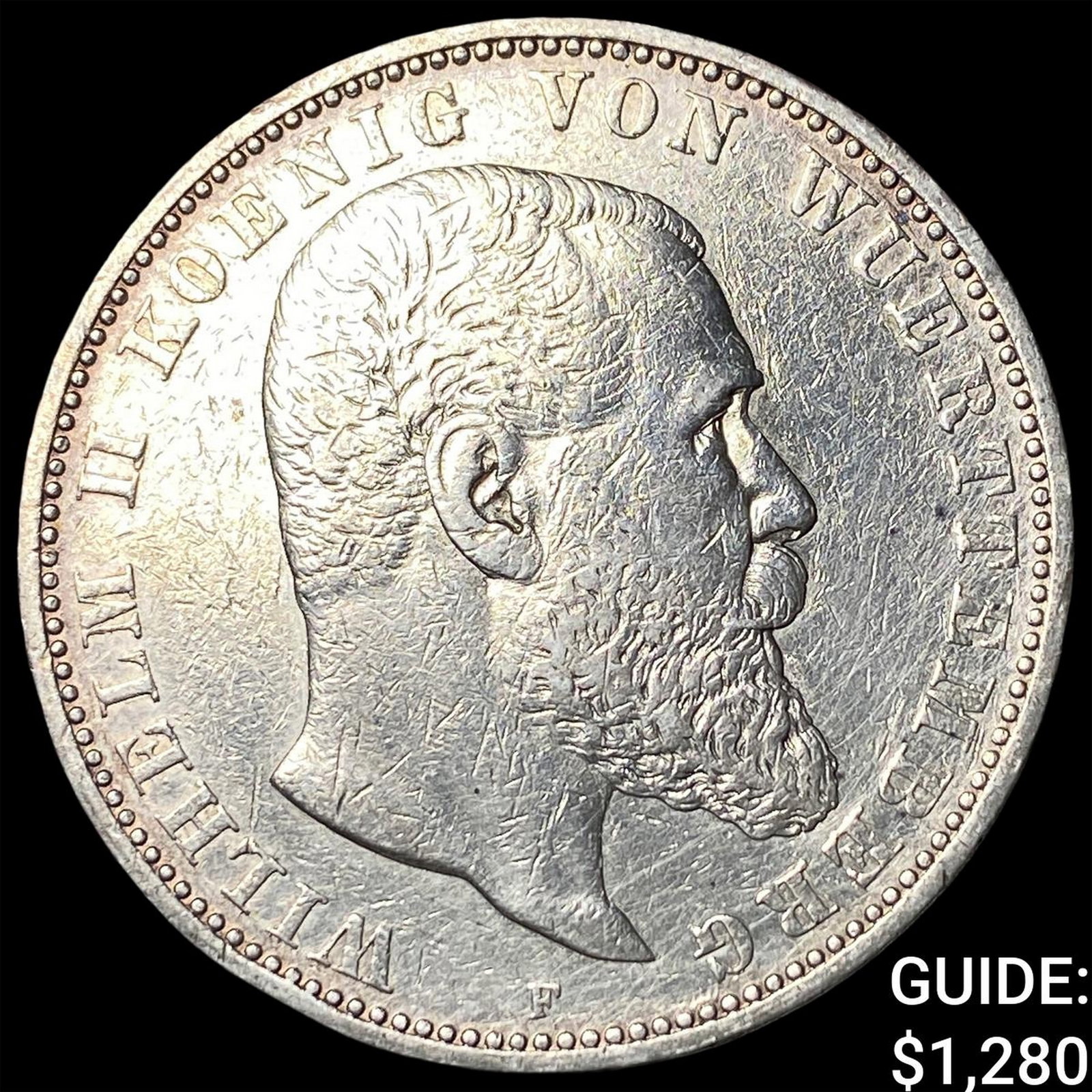 1895F German States Wuttemberg Silver 5 Mark (1 of 2)