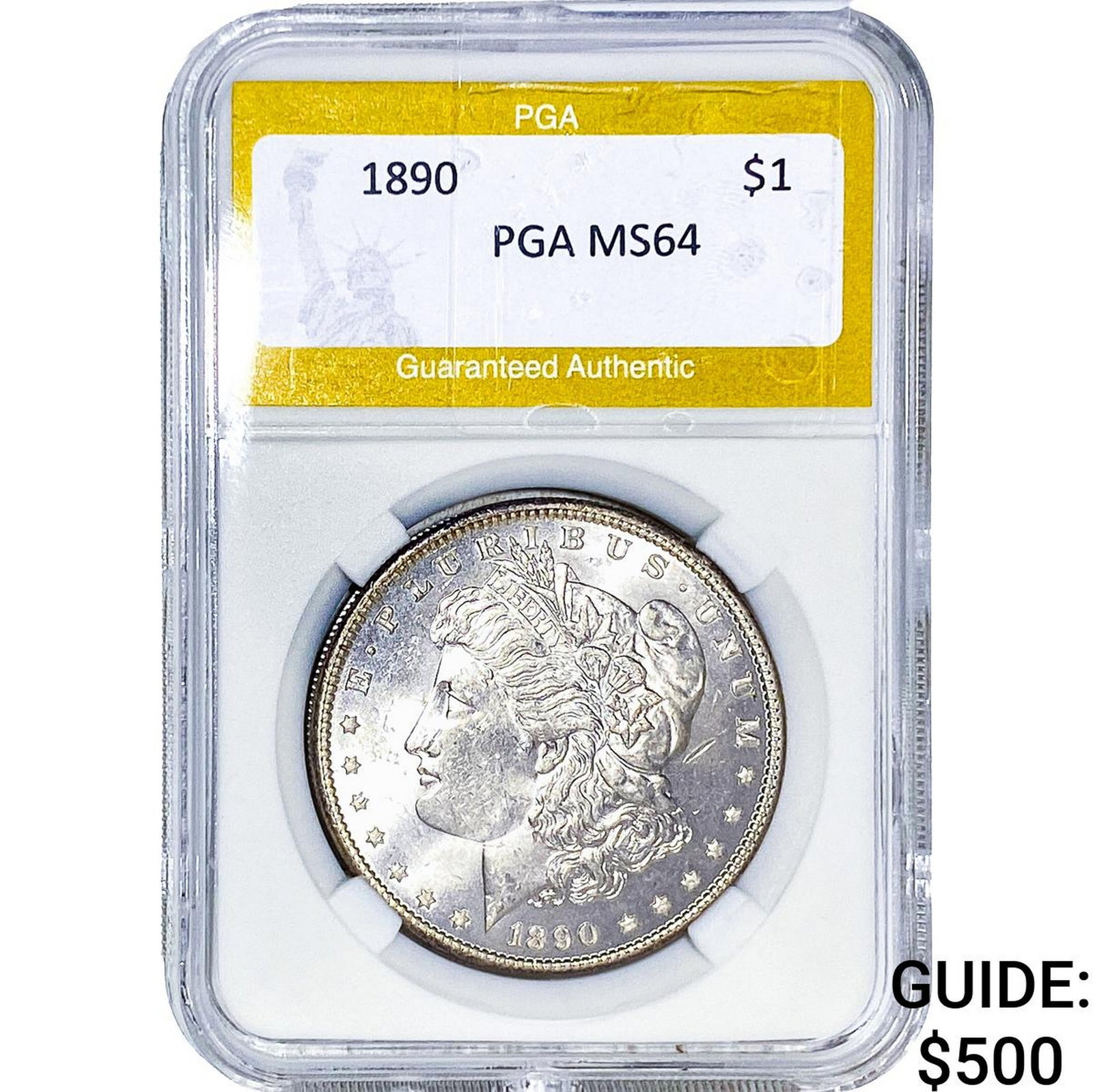 1890 Morgan Silver Dollar PGA MS64: 1890 Morgan Silver Dollar PGA MS64