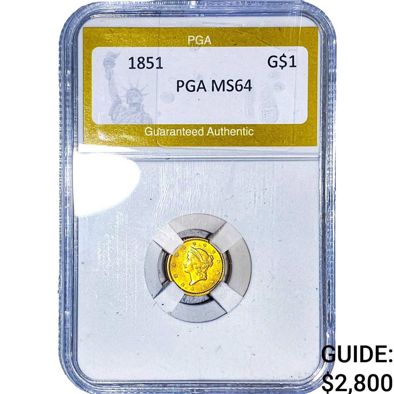 1851 Rare Gold Dollar PGA MS64: 1851 Rare Gold Dollar PGA MS64