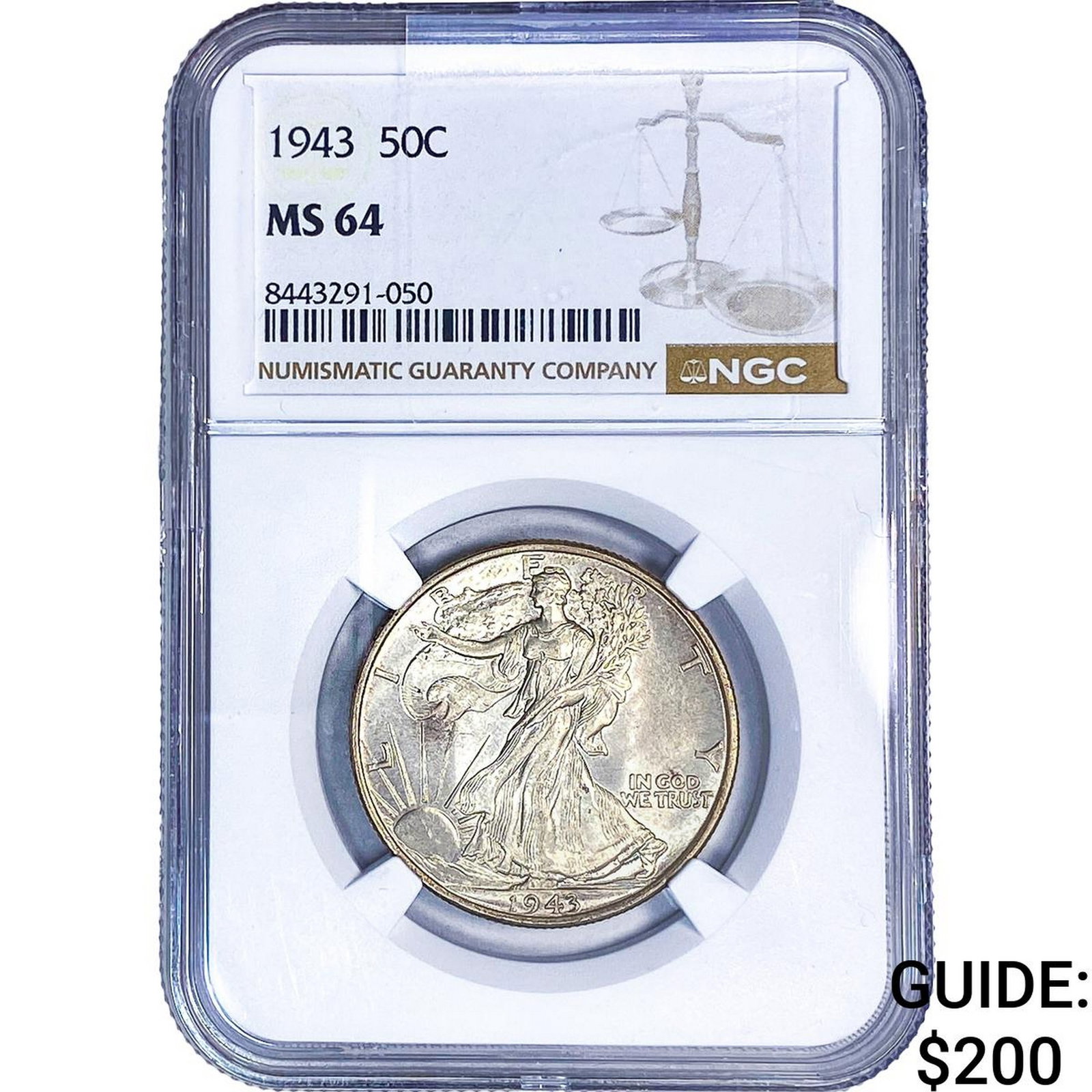1943 Walking Liberty Half Dollar NGC MS64: 1943 Walking Liberty Half Dollar NGC MS64