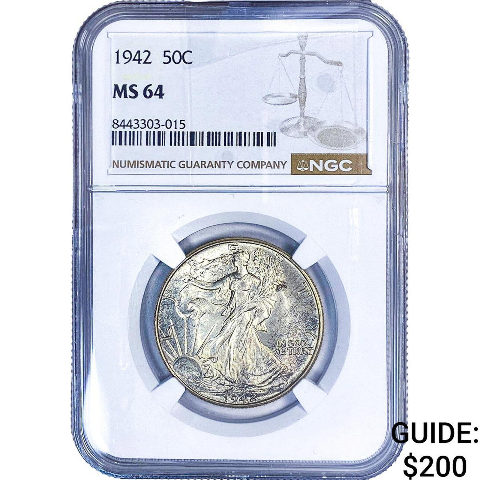 1942 Walking Liberty Half Dollar NGC MS64: 1942 Walking Liberty Half Dollar NGC MS64