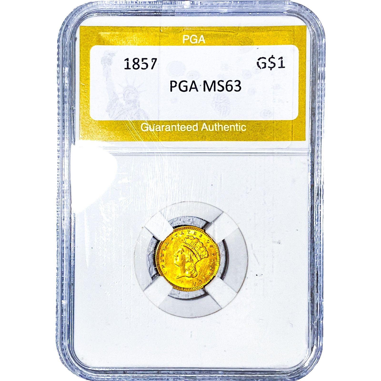 1857 Rare Gold Dollar PGA MS63: 1857 Rare Gold Dollar PGA MS63