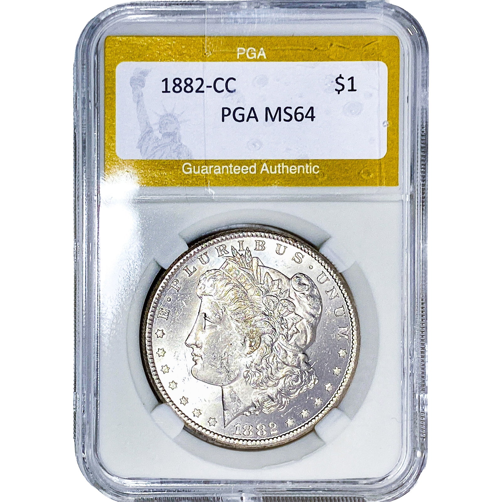 1882-CC Morgan Silver Dollar PGA MS64: 1882-CC Morgan Silver Dollar PGA MS64