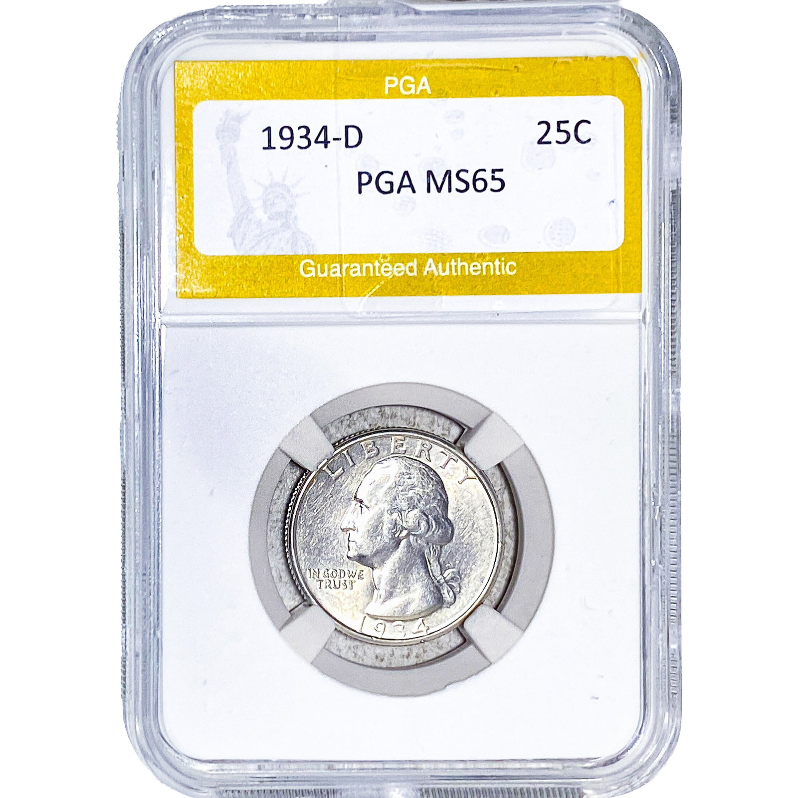 1934-D Washington Silver Quarter PGA MS65: 1934-D Washington Silver Quarter PGA MS65