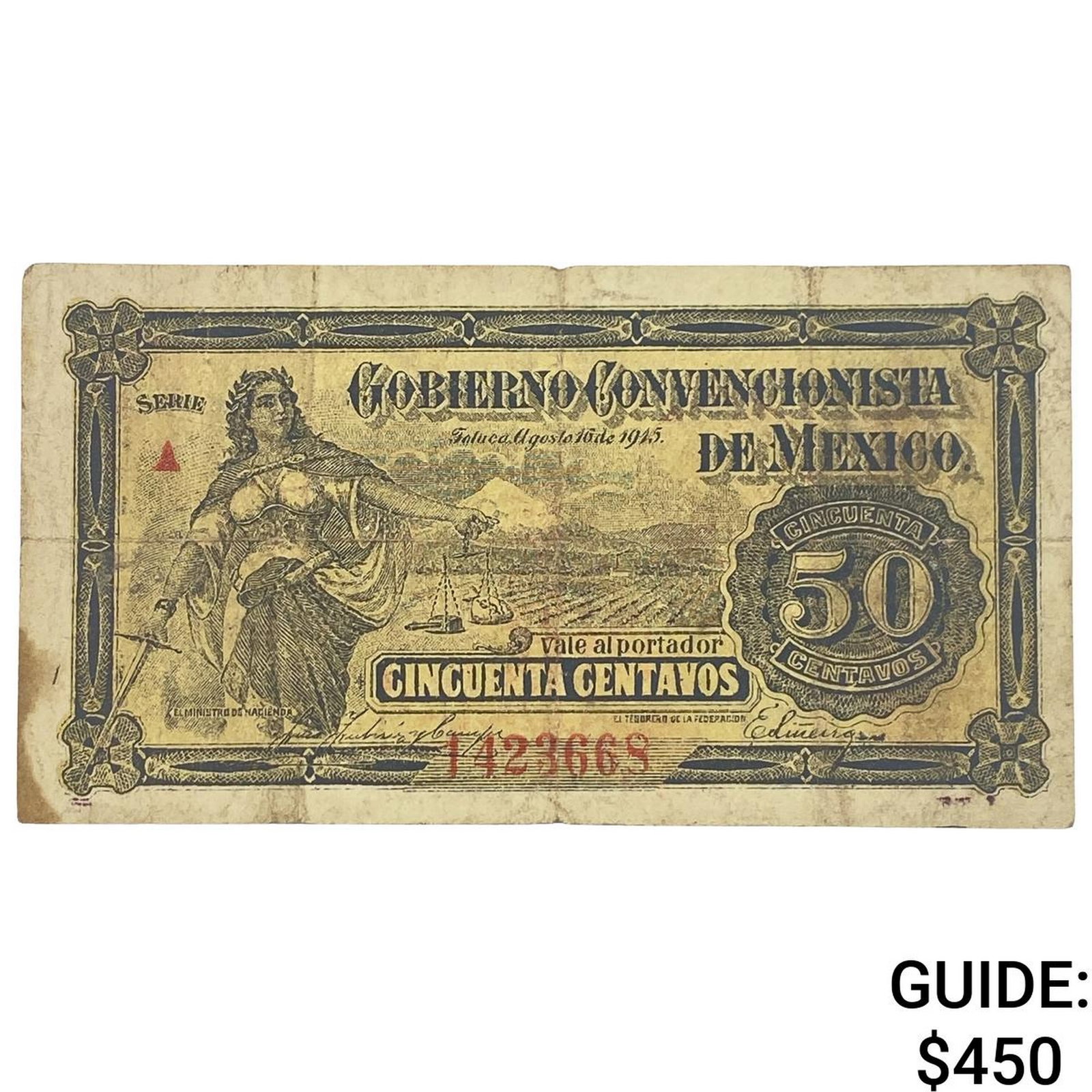 1915 Constitiutial Army of Mexico 50 Centavos (1 of 2)