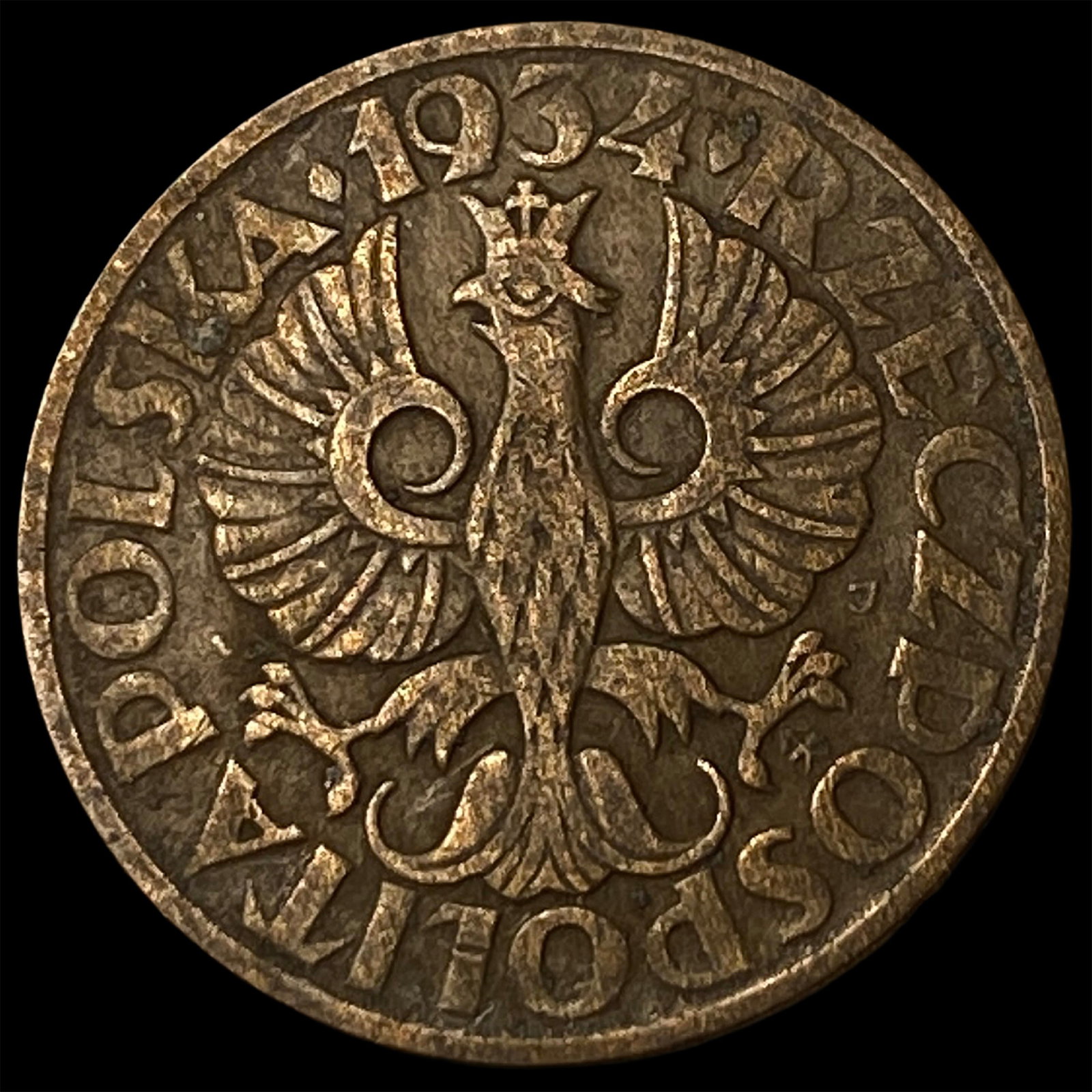 1934 Poland Bronze 2 Grosze: 1934 Poland Bronze 2 Grosze