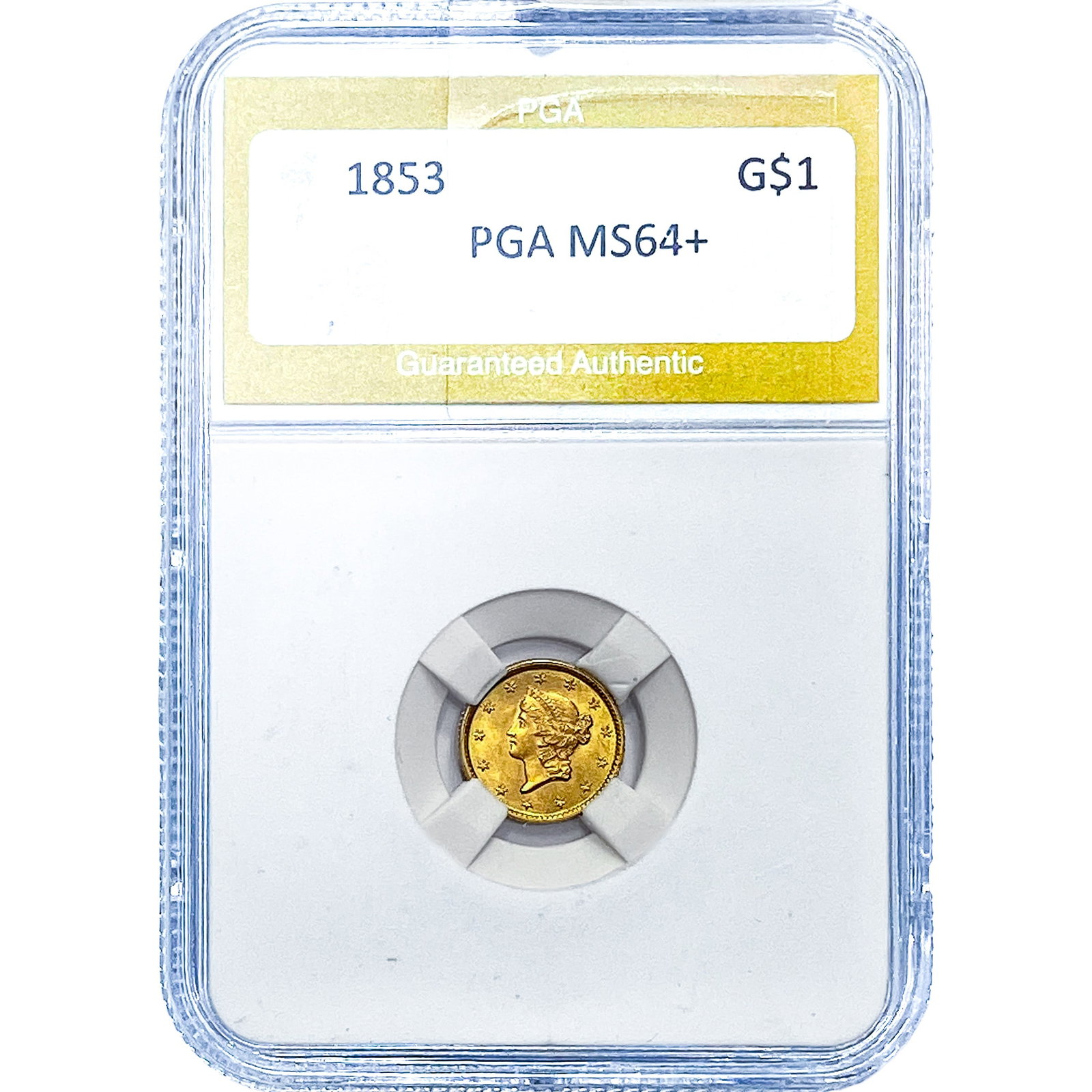 1853 Rare Gold Dollar PGA MS64+: 1853 Rare Gold Dollar PGA MS64+