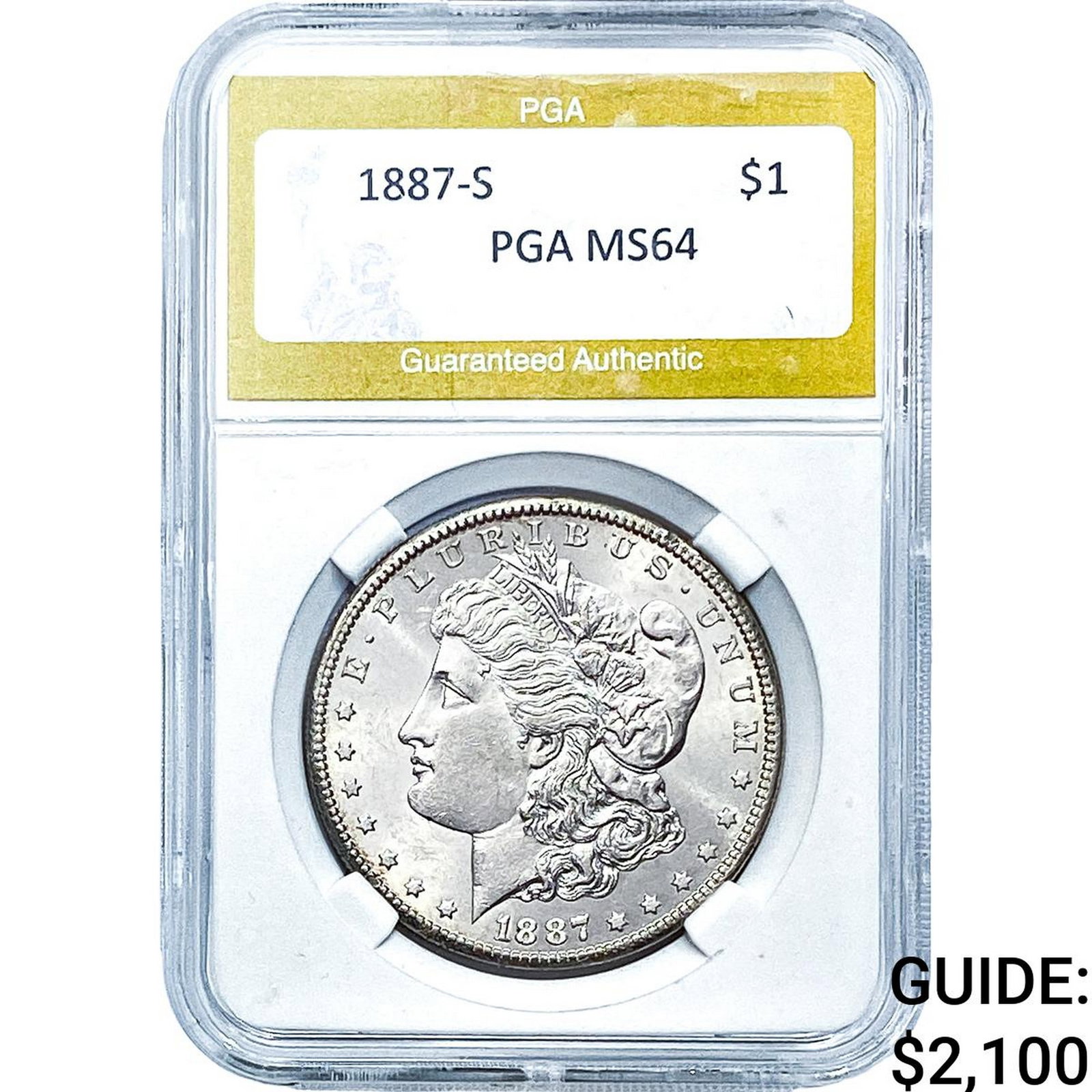 1887-S Morgan Silver Dollar PGA MS64: 1887-S Morgan Silver Dollar PGA MS64