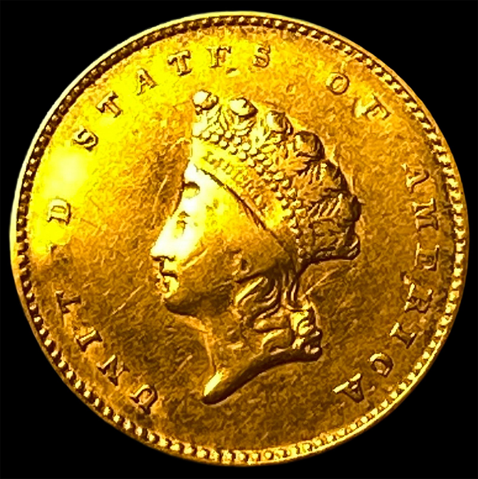 1854 Gold $1 Indian Princess Type 2 NEARLY UNCIRCULATED: 1854 Gold $1 Indian Princess Type 2 NEARLY UNCIRCULATED