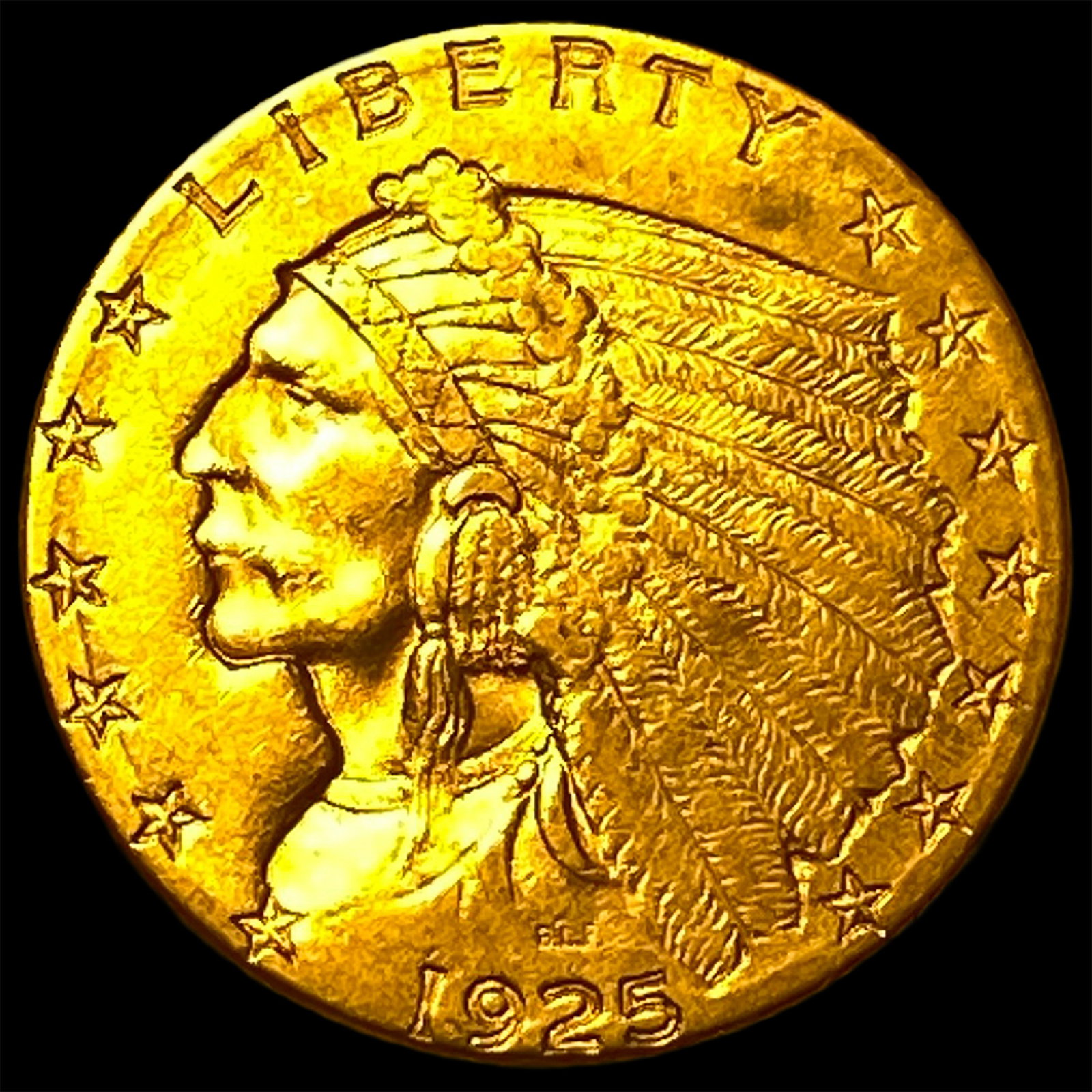 1925-D Gold Indian Head $2.5 Quarter Eagle UNCIRCULATED: 1925-D Gold Indian Head $2.5 Quarter Eagle UNCIRCULATED