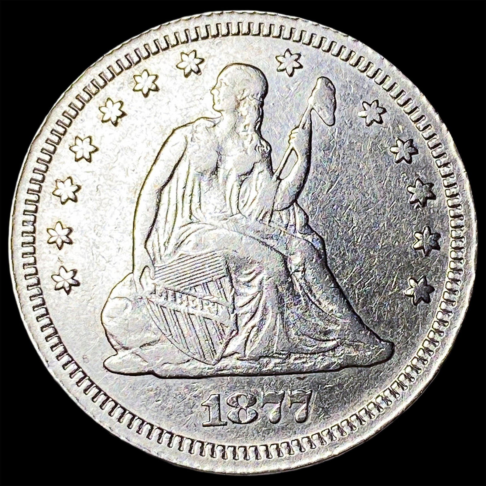 1877-S Silver Seated Liberty Quarter CLOSELY UNCIRCULATED: 1877-S Silver Seated Liberty Quarter CLOSELY UNCIRCULATED