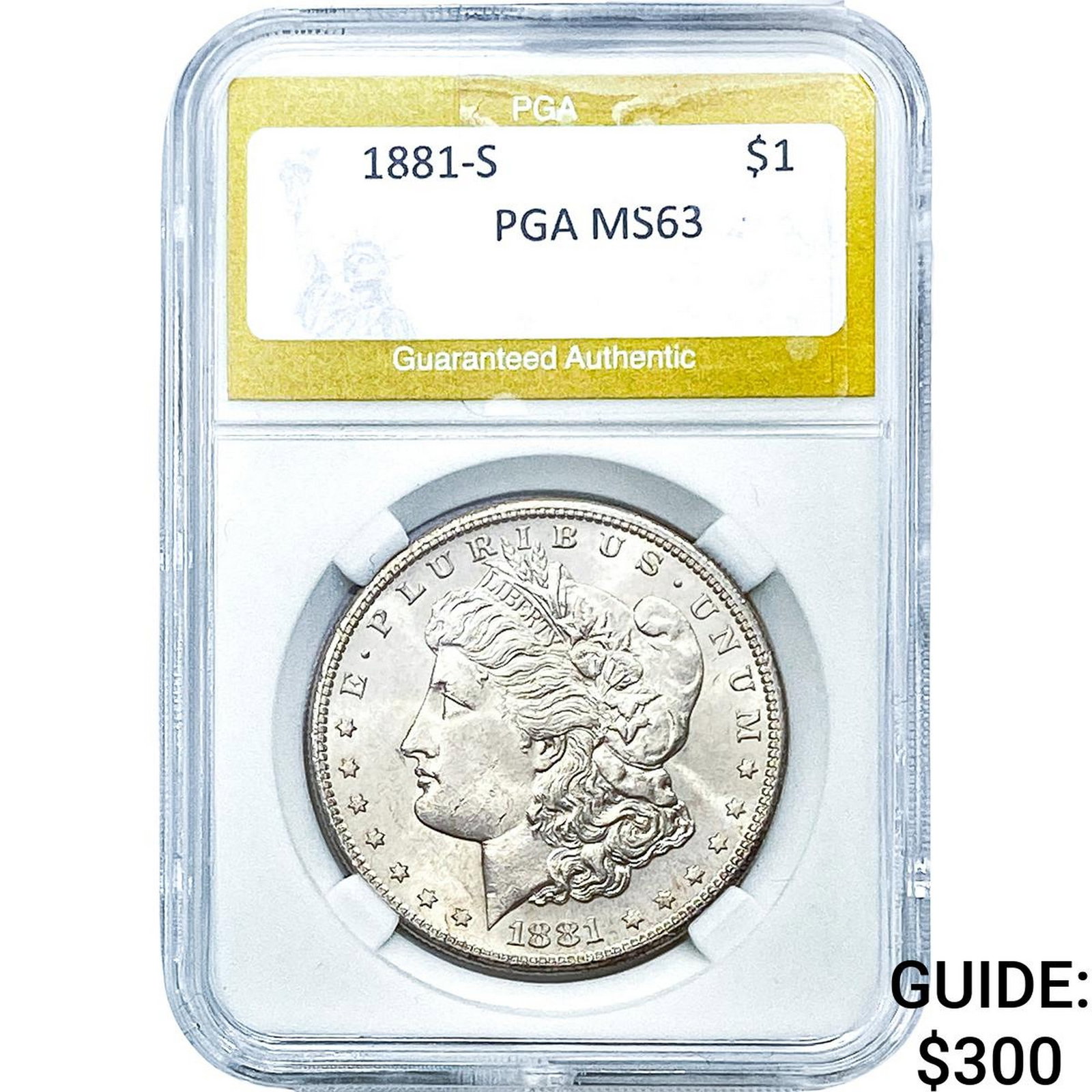 1881-S Morgan Silver Dollar PGA MS63: 1881-S Morgan Silver Dollar PGA MS63