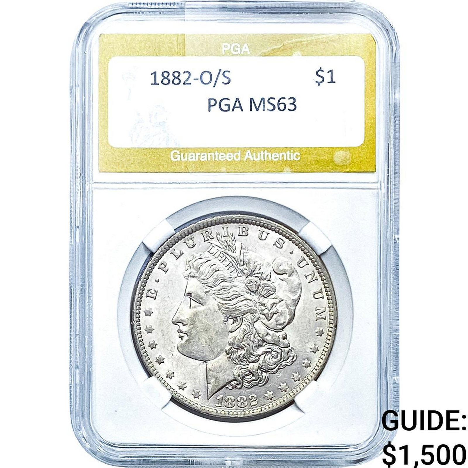 1882-O/S Morgan Silver Dollar PGA MS63: 1882-O/S Morgan Silver Dollar PGA MS63