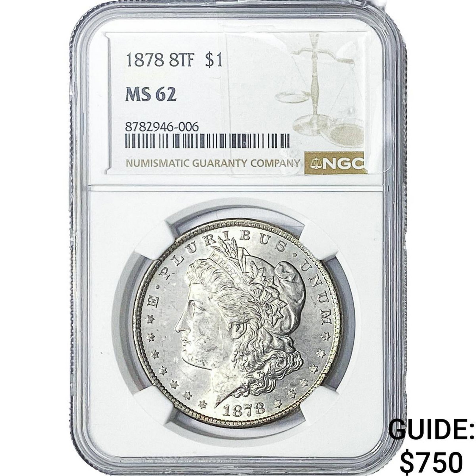 1878 Morgan Silver Dollar NGC MS62: 1878 Morgan Silver Dollar NGC MS62