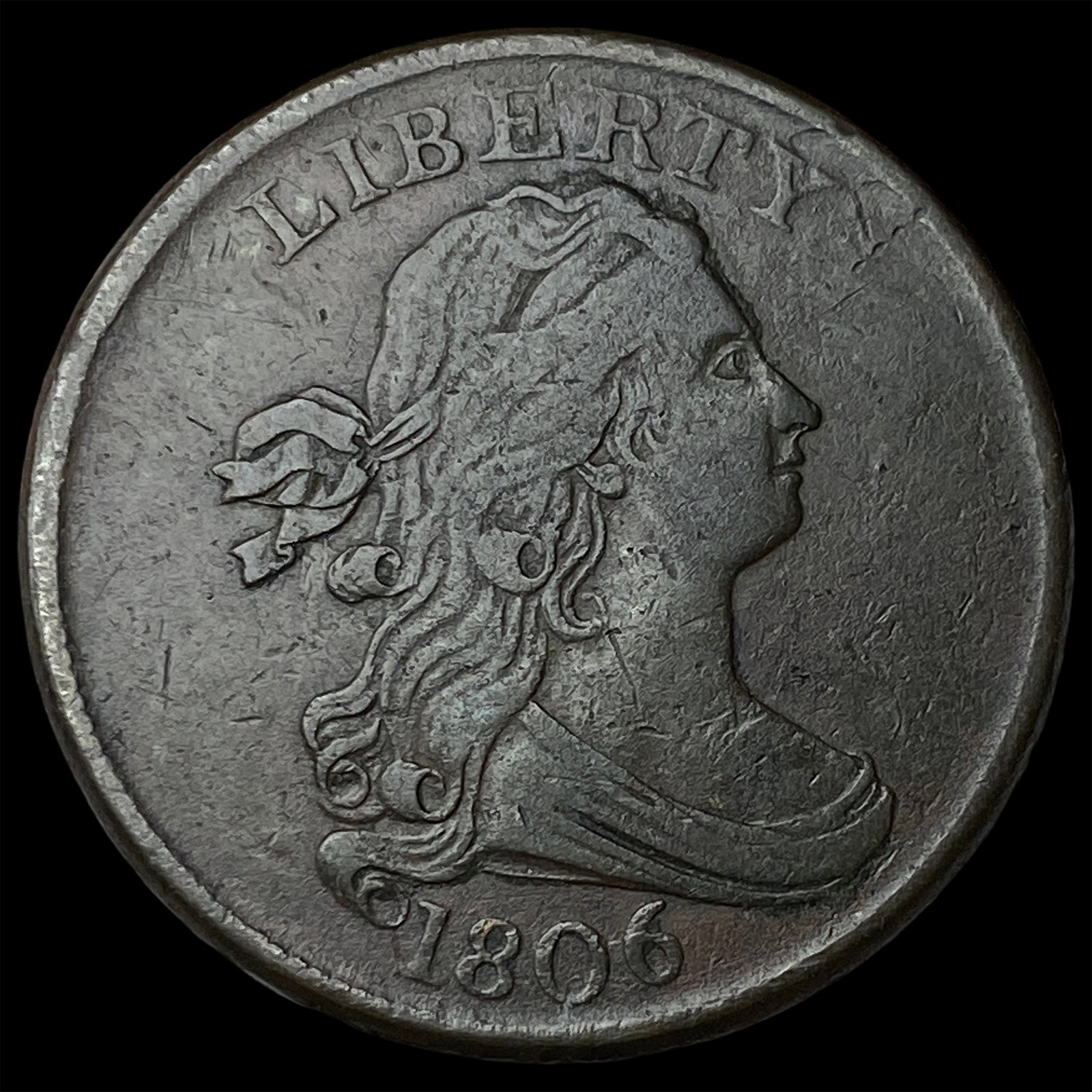 1806 Draped Bust Half Cent NEARLY UNCIRCULATED: 1806 Draped Bust Half Cent NEARLY UNCIRCULATED
