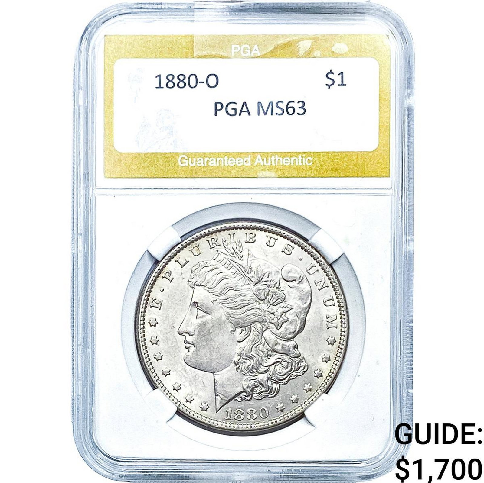 1880-O Morgan Silver Dollar PGA MS63: 1880-O Morgan Silver Dollar PGA MS63