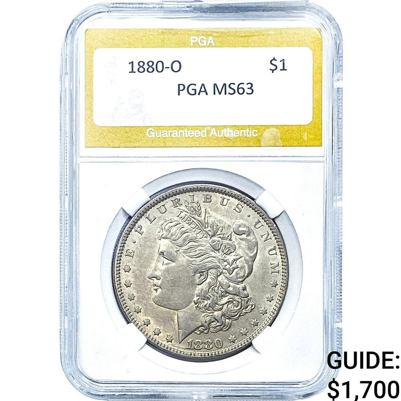 1880-O Morgan Silver Dollar PGA MS63: 1880-O Morgan Silver Dollar PGA MS63
