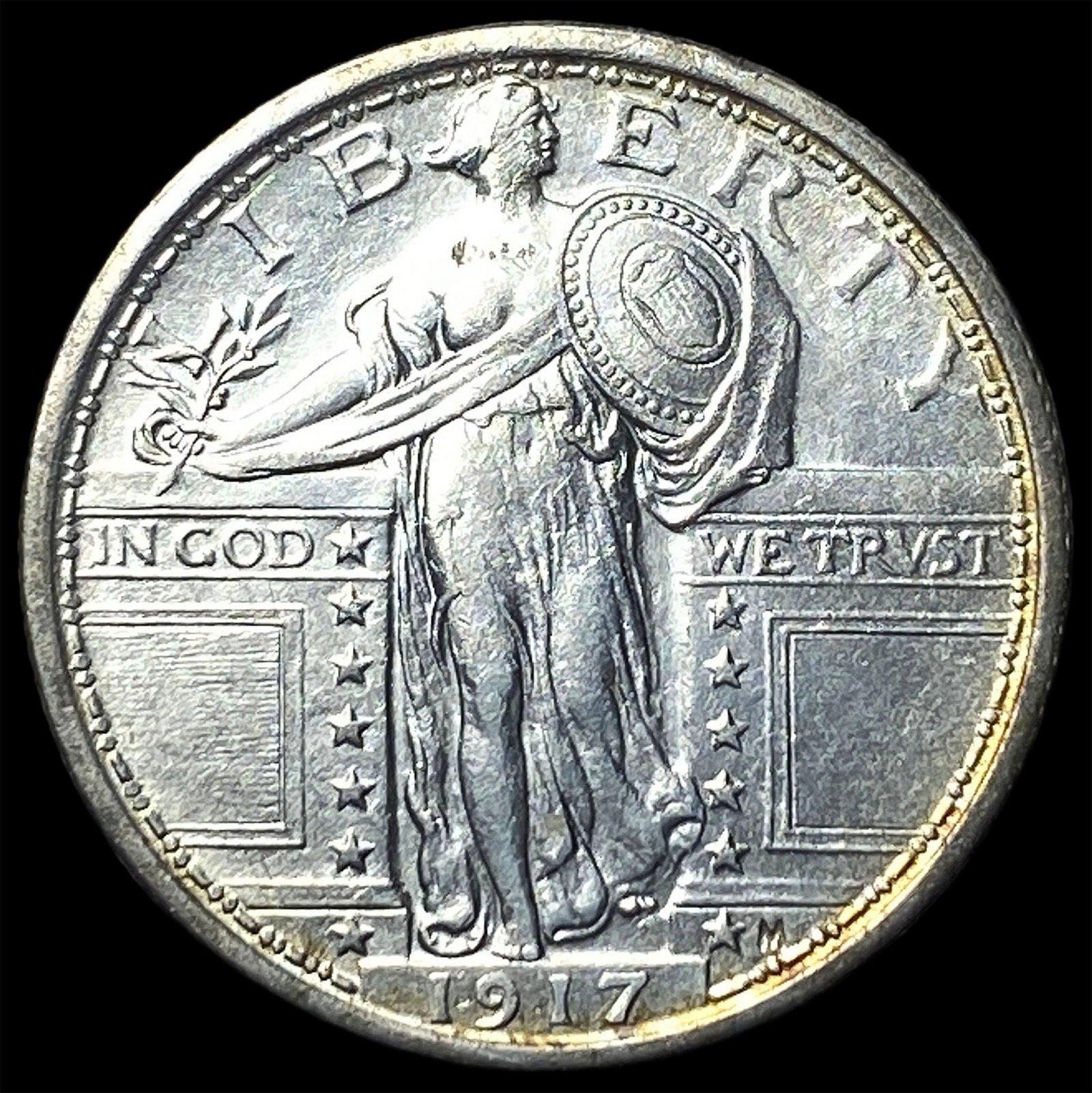 1917 Type 1 Standing Liberty Quarter CLOSELY UNCIRCULATED: 1917 Type 1 Standing Liberty Quarter CLOSELY UNCIRCULATED