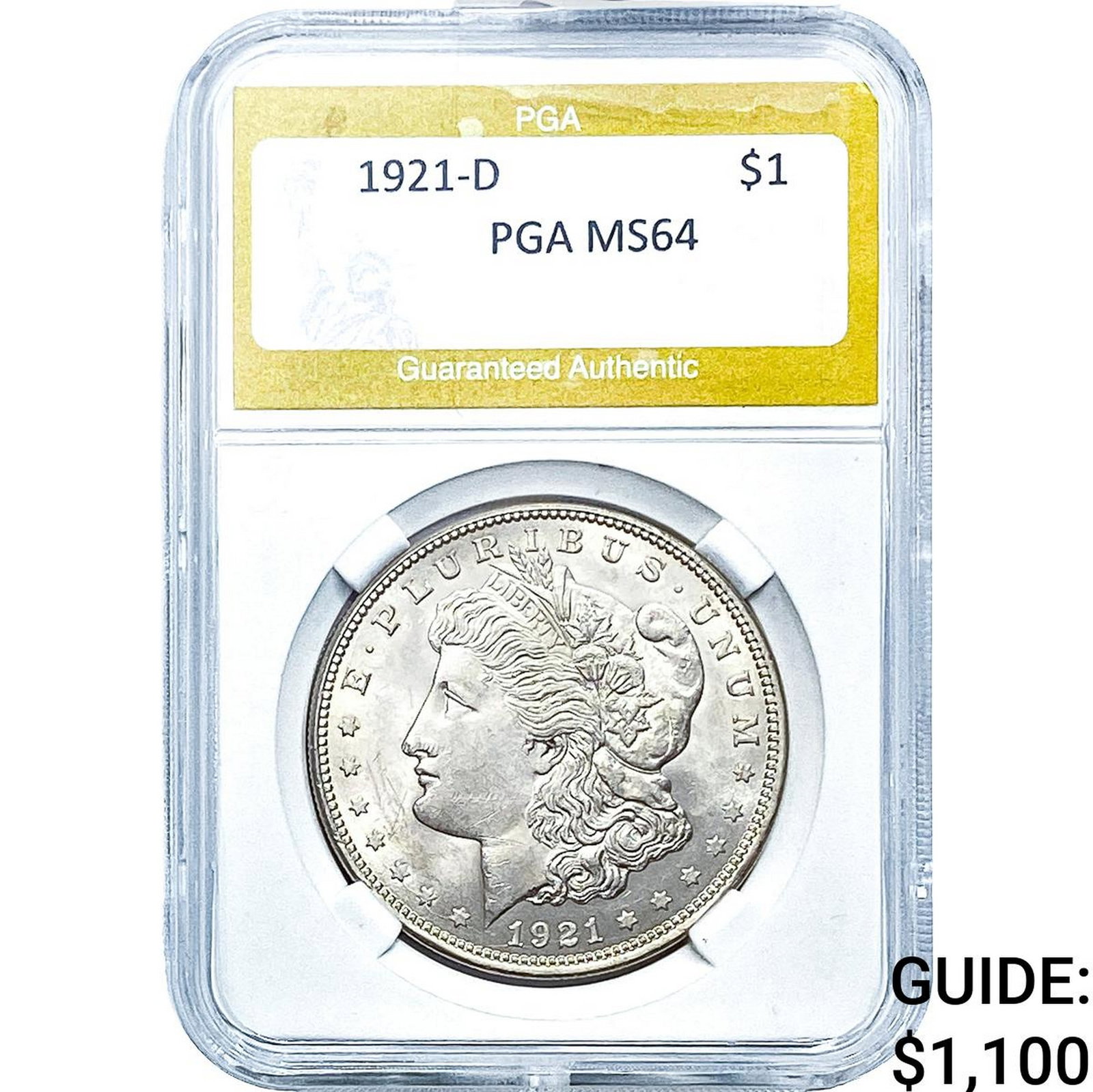 1921-D Morgan Silver Dollar PGA MS64: 1921-D Morgan Silver Dollar PGA MS64