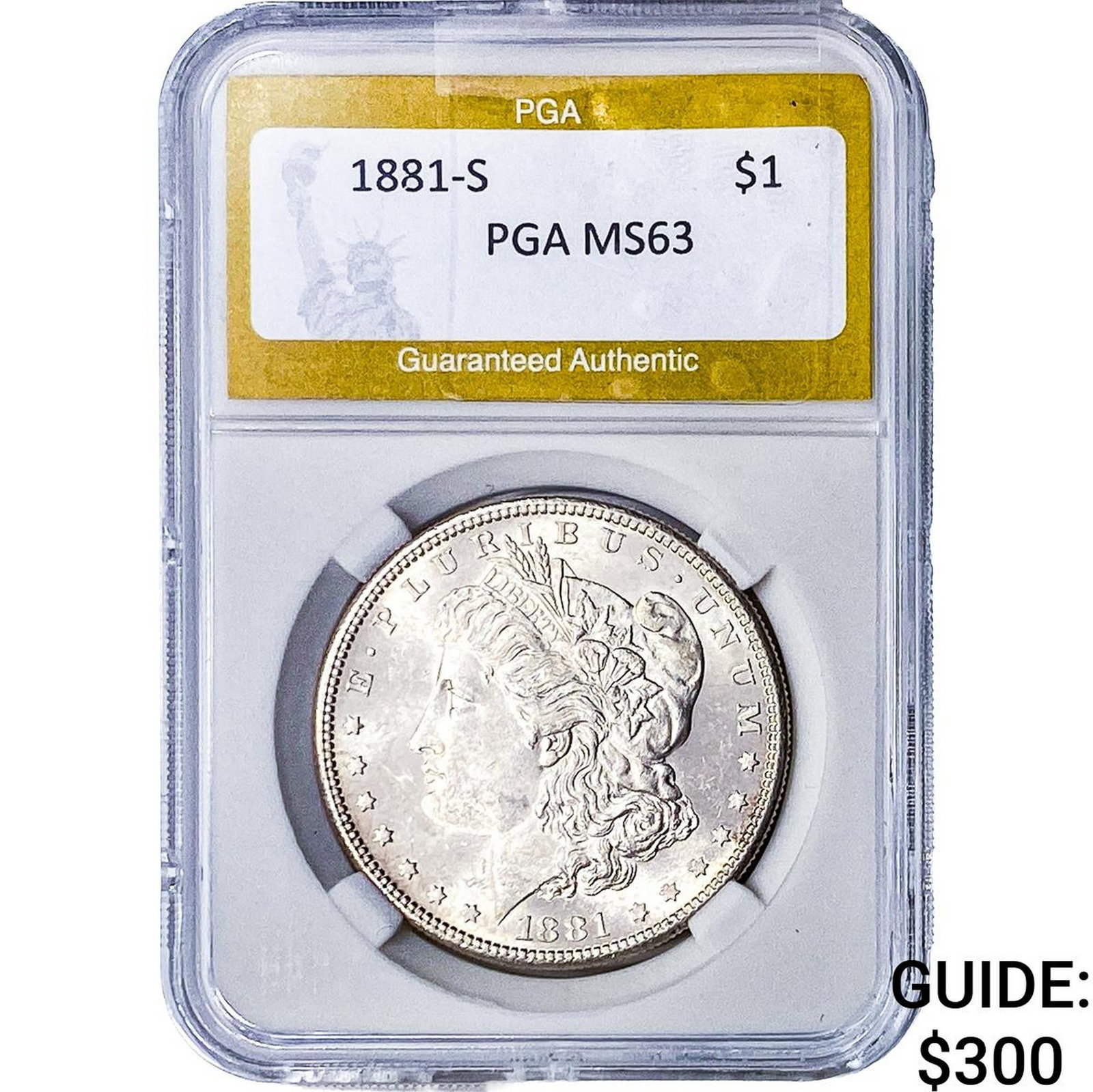 1881-S Morgan Silver Dollar PGA MS63: 1881-S Morgan Silver Dollar PGA MS63