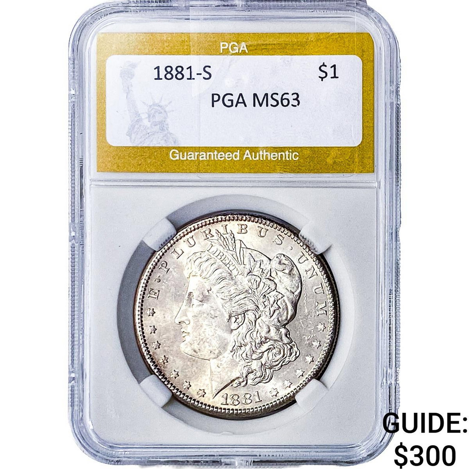 1881-S Morgan Silver Dollar PGA MS63: 1881-S Morgan Silver Dollar PGA MS63