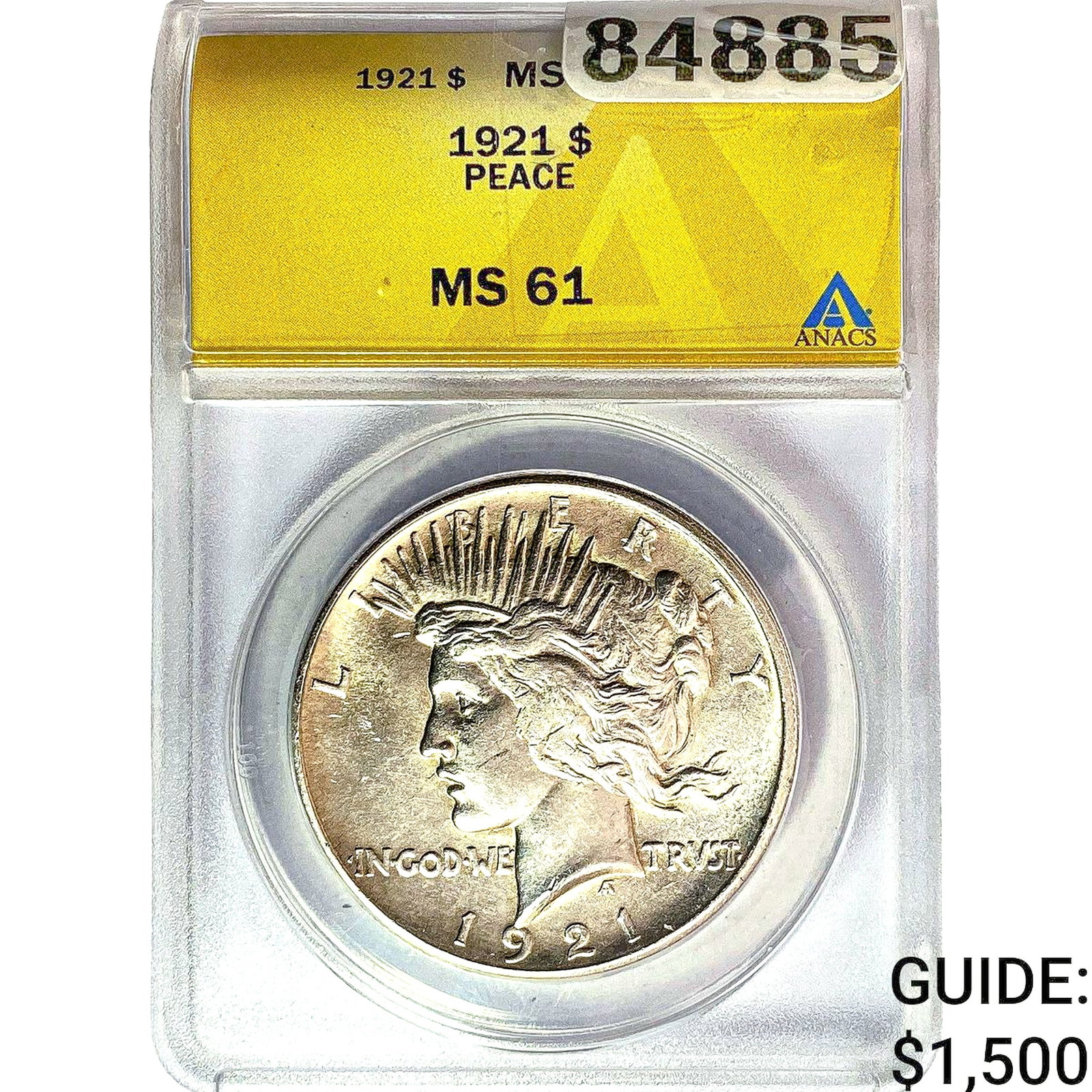 1921 Silver Peace Dollar ANACS MS61: 1921 Silver Peace Dollar ANACS MS61