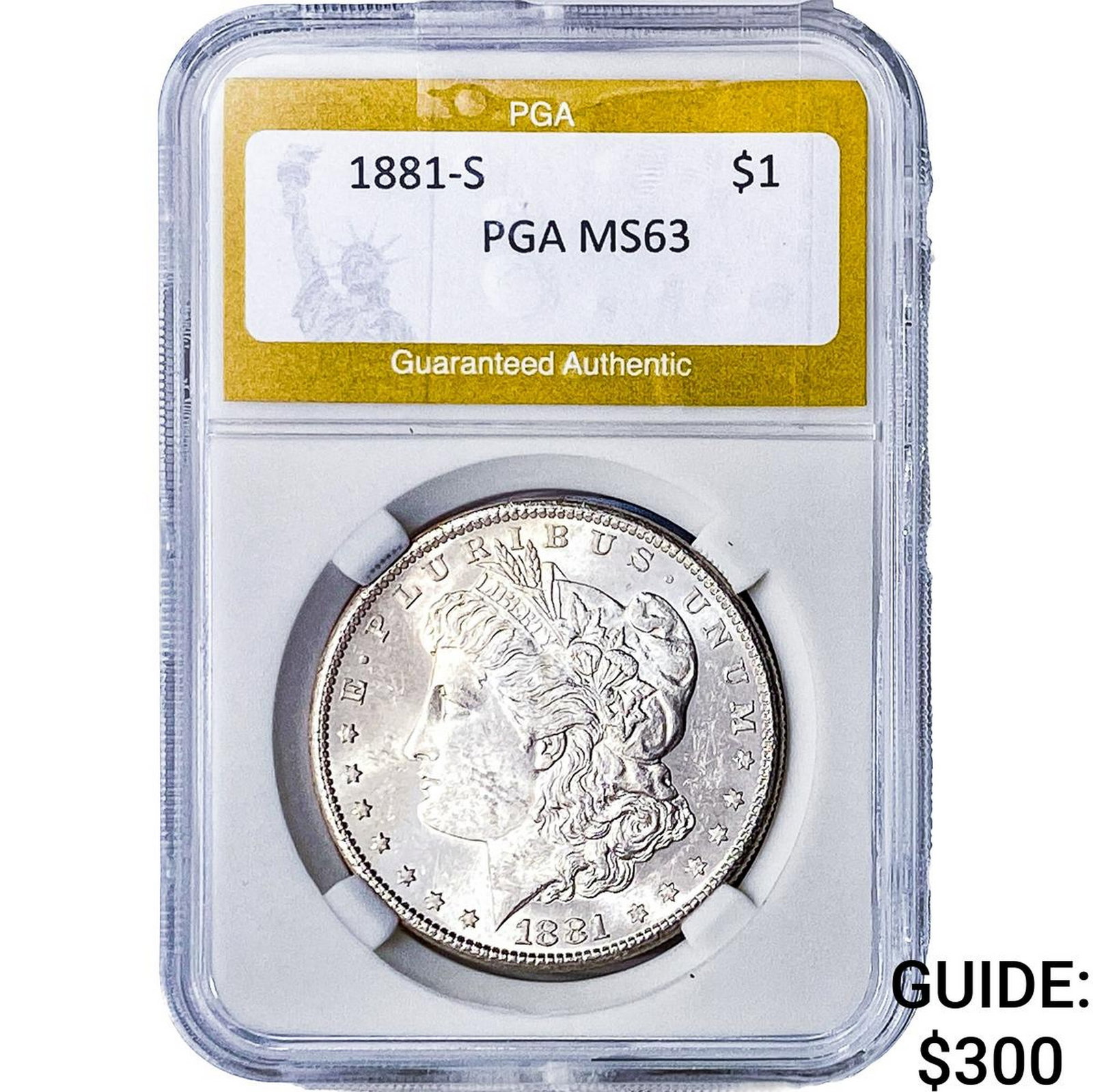 1881-S Morgan Silver Dollar PGA MS63: 1881-S Morgan Silver Dollar PGA MS63
